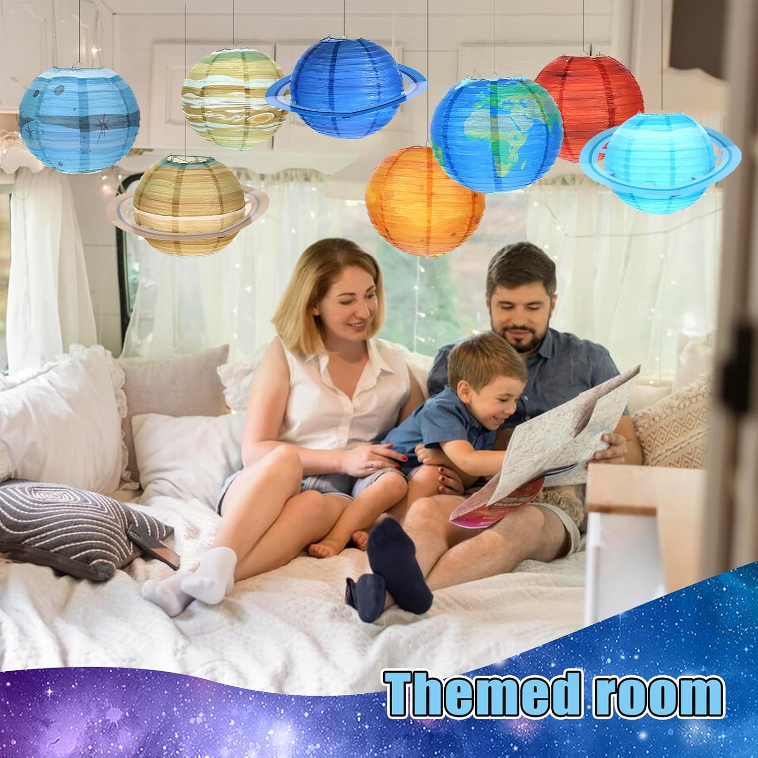 8 Stück Planeten Papierlaternen,25cm Solarsystem Planeten Papierlaterne,Verträumt Papier Lampions Kinder,Hängende Bunt Planet Lampenschirme für Weltraum Themen Geburtstagsfeier Dekorationen