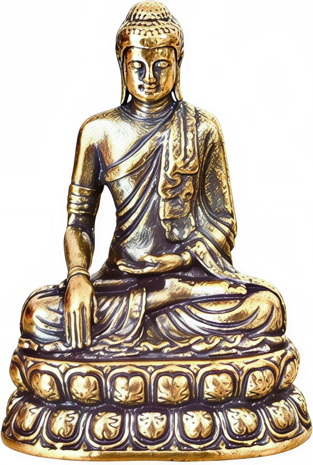 kleine sitzende Buddha Figur tragbar - Miniatur Statue aus Messing Tischdekor Meditation Figur Antique Home/Office