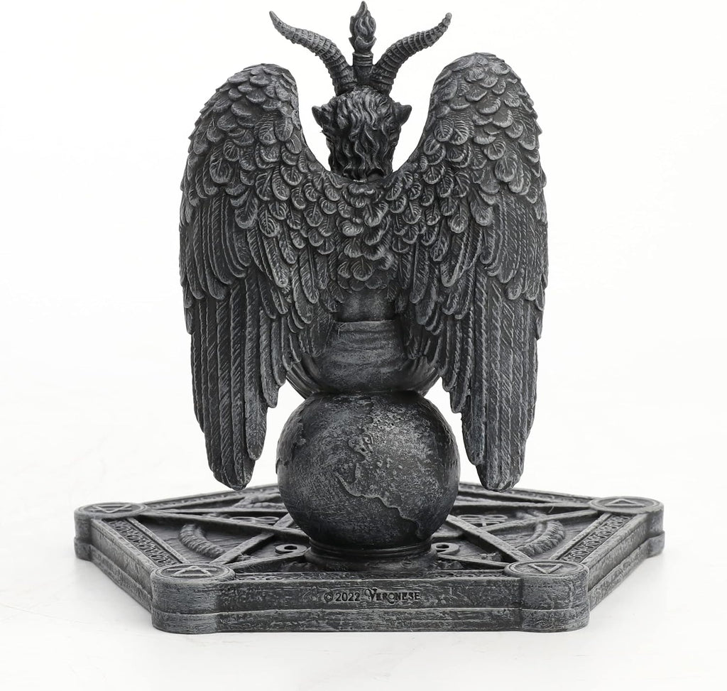 Veronese Design 4 1/2 Inch Baphomet Pentagram Incense Stick Burner Resin Sculpture
