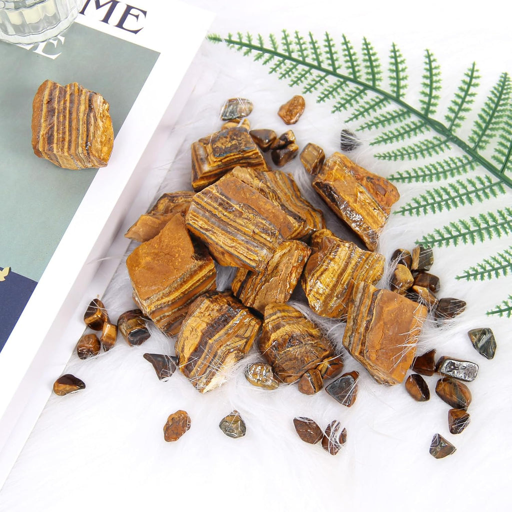 500 Gramm Naturbelassene Tigerauge Rohsteine, Natürlicher Tigerauge Rohkristall zur Wasseraufbereitung, Heilsteine Wassersteine