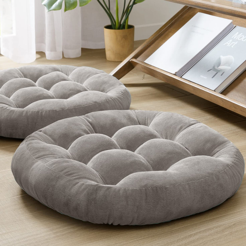 Degrees of Comfort Meditation Floor Pillow, Square Large Pillows Seating for Adults, Tufted Corduroy Thick Cushion for Living Room Tatami, Turquoise, 22x22 Inch