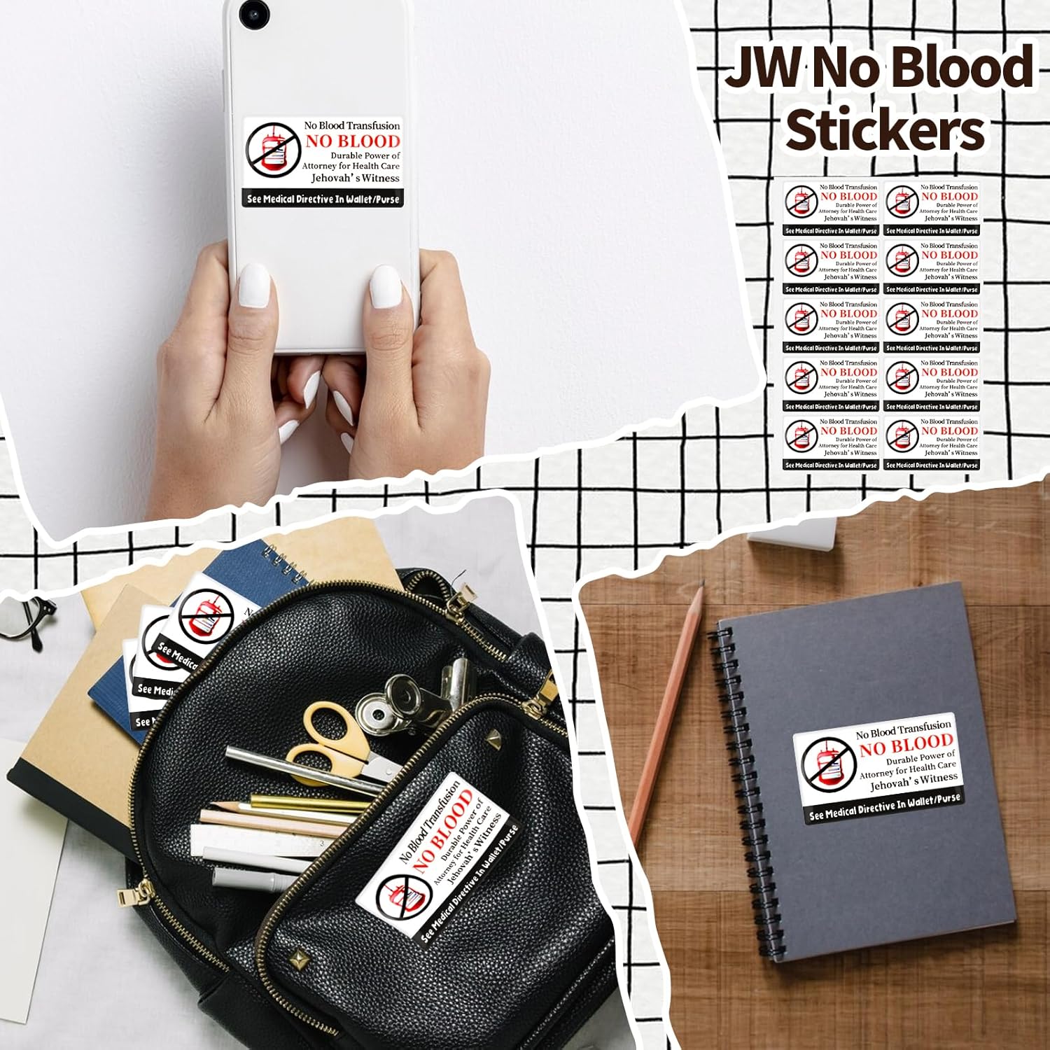 Pack of 50 Jehovah's Witness No Blood Stickers JW No Blood Transfusion Stickers JW Meeting Accessories from Mobile Phone Ministry Supplies Sticker Gifts for JW.org Pioneer Convention Children Women