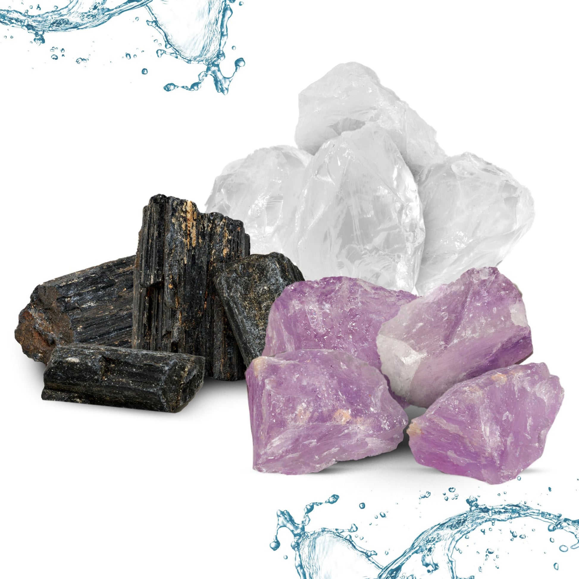 PURAJA Water Stone Mixture Power & Courage Premium Healing Stones Set Made of Real Gemstones: Rock Crystal, Orange Calcite, Aventurine | 100% Natural Crystals