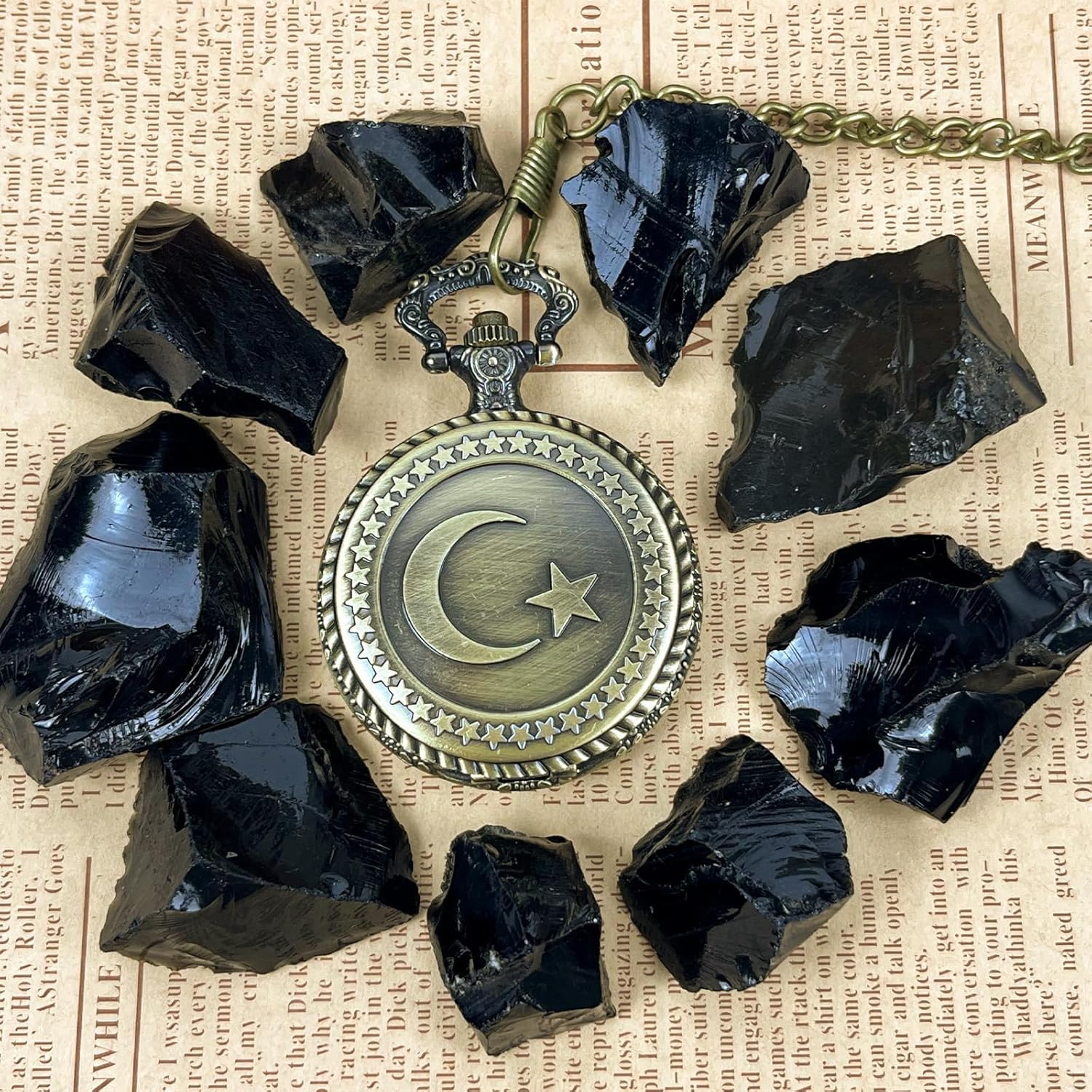 Natürlicher schwarzer Obsidian Spiegel, Obsidian Taschenspiegel, Obsidian Feng Shui Spiegel, Wahrsagungswerkzeuge, Dekorativ für Meditation (F)