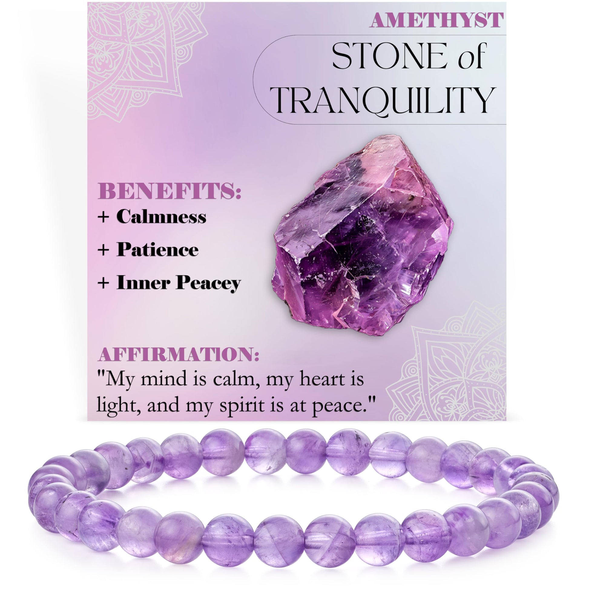 Bivei Pearl Bracelet for Women 6 mm Semi-Precious Stone Stretchy Elastic Jewellery Yoga Gifts