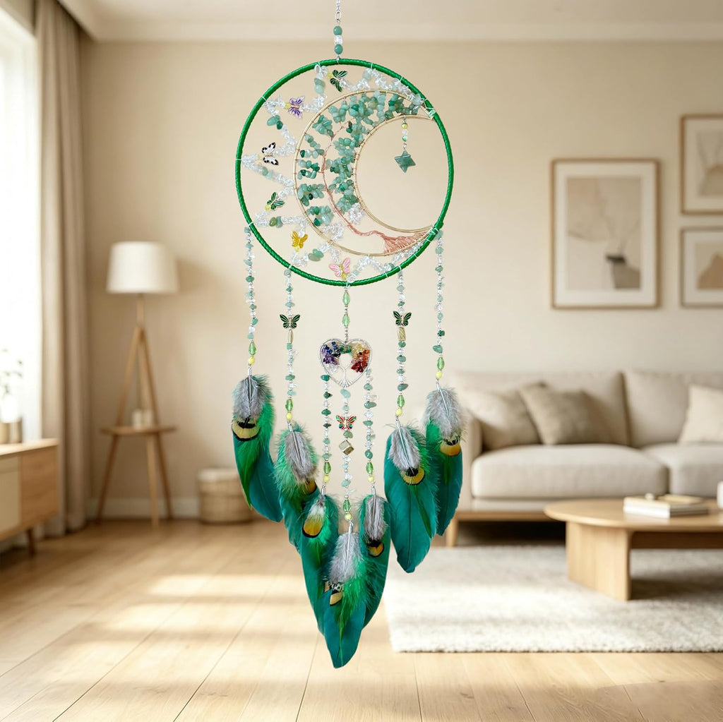 Boho Dream Catchers Moon Crystal Tree of Life Dreamcatcher Wall Decor