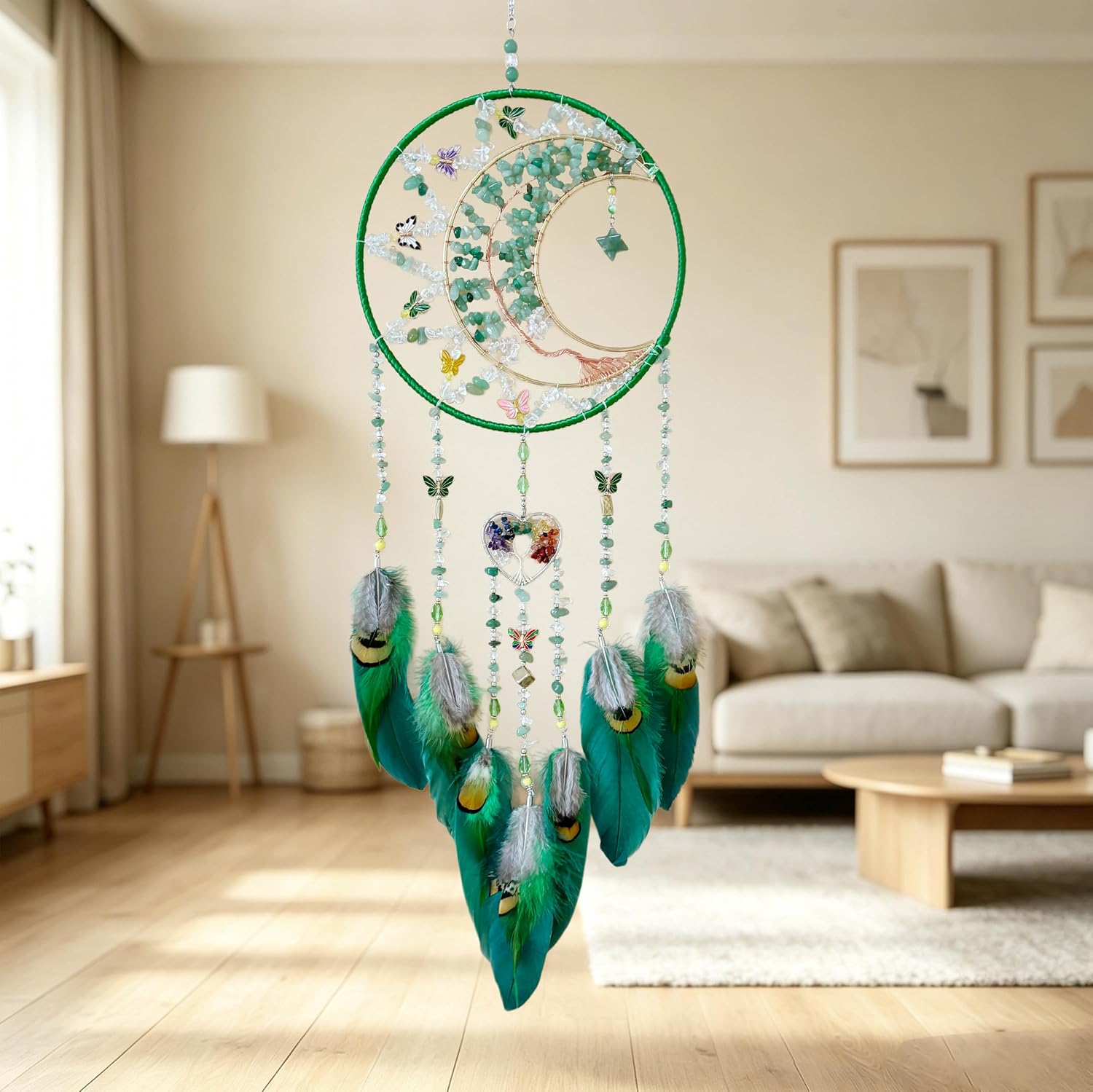 Boho Dream Catchers Moon Crystal Tree of Life Dreamcatcher Wall Decor