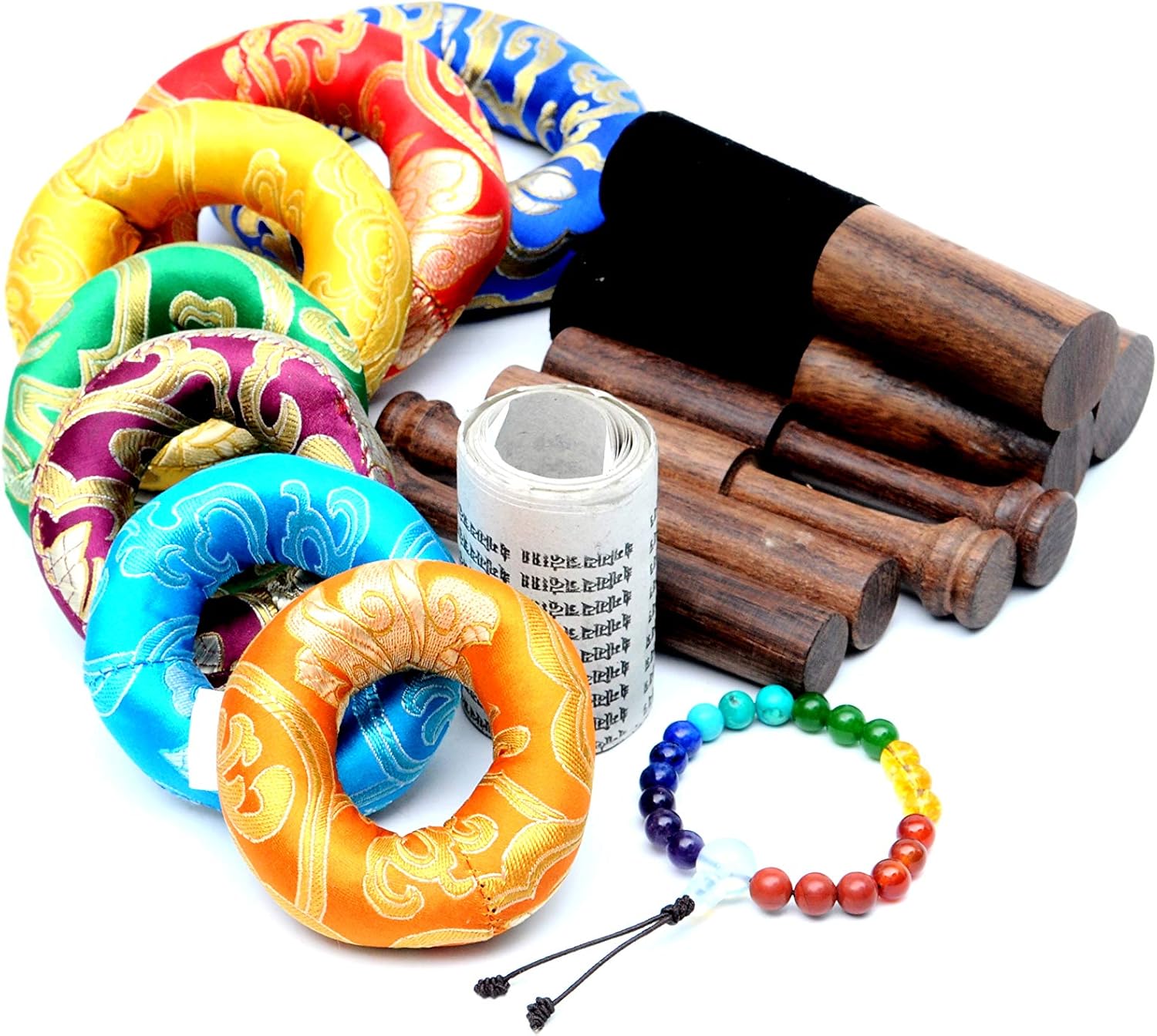 THE NEPAL Klangschalen-Sets von 7 Handgefertigte tibetische Chakra-Heilklangschale für Meditation, Klang, Frieden, Achtsamkeit, Yoga, sieben Chakra-Schalen