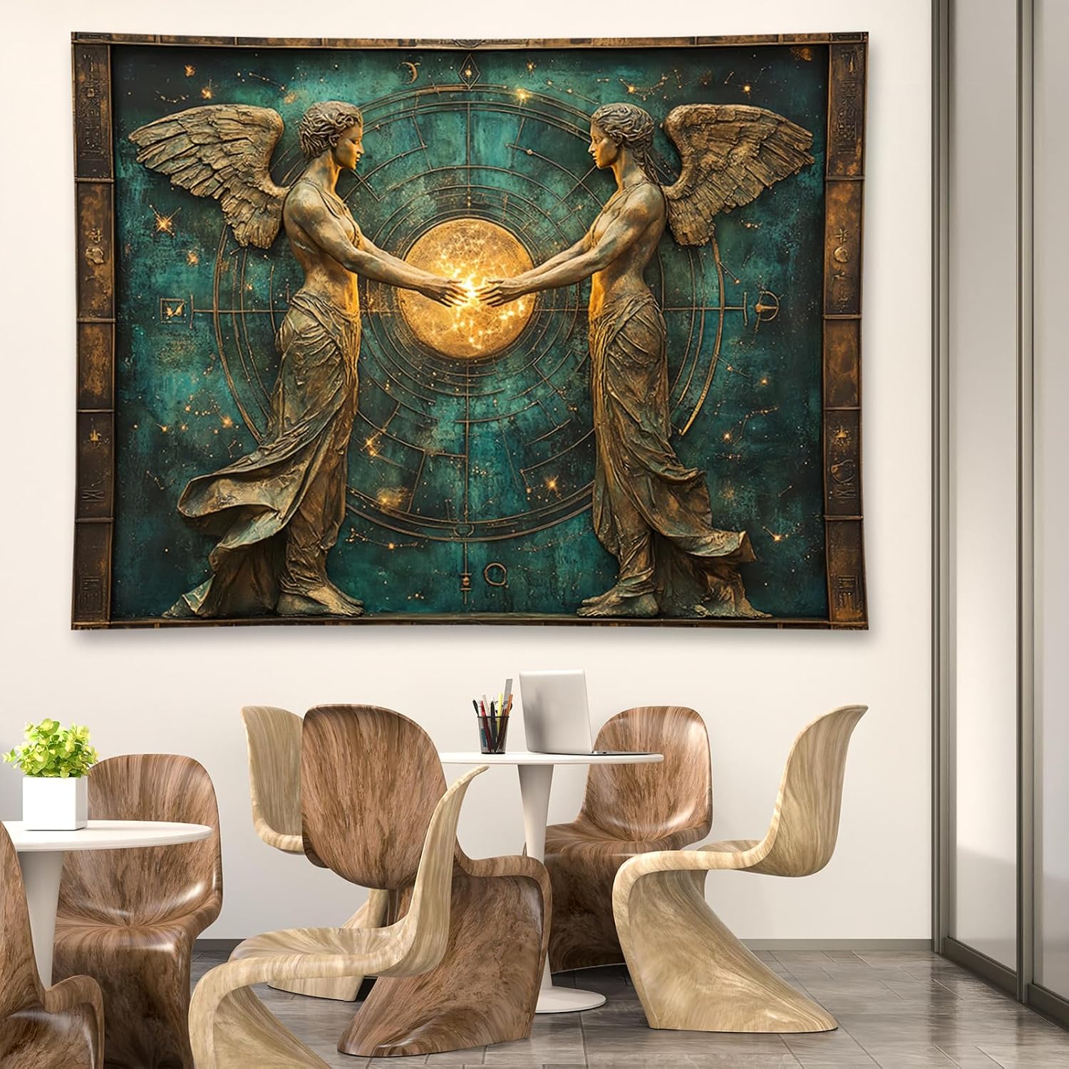 Liuzhouzai Vintage Zodiac Gemini Tapestry Wall Hanging Astrology Home Decoration Aesthetics Suitable for Bedroom Living Room Dormitory Office Wall Decor 80x60 Inches