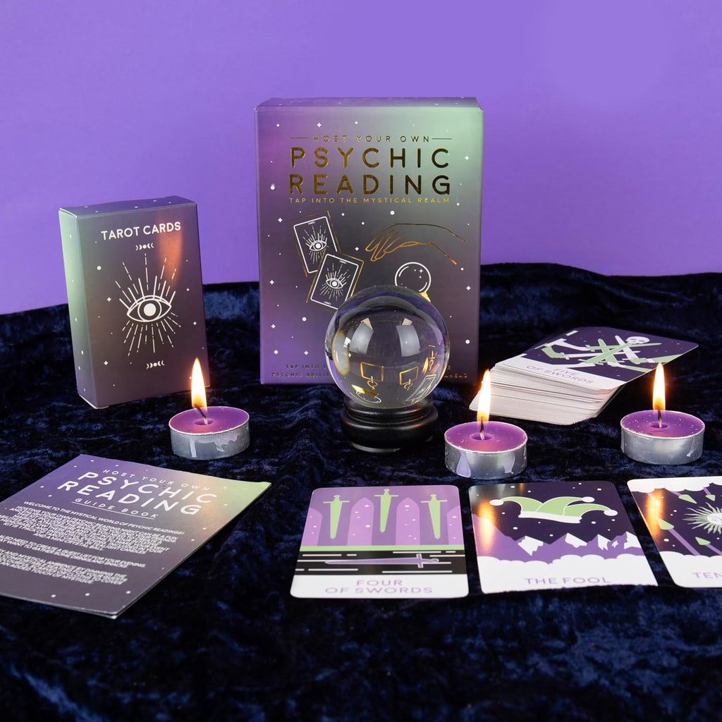 Gift Republic Psychic Reading Kit Host Your Own Divination Crystal Ball Tarot Cards Gift Set, Purple