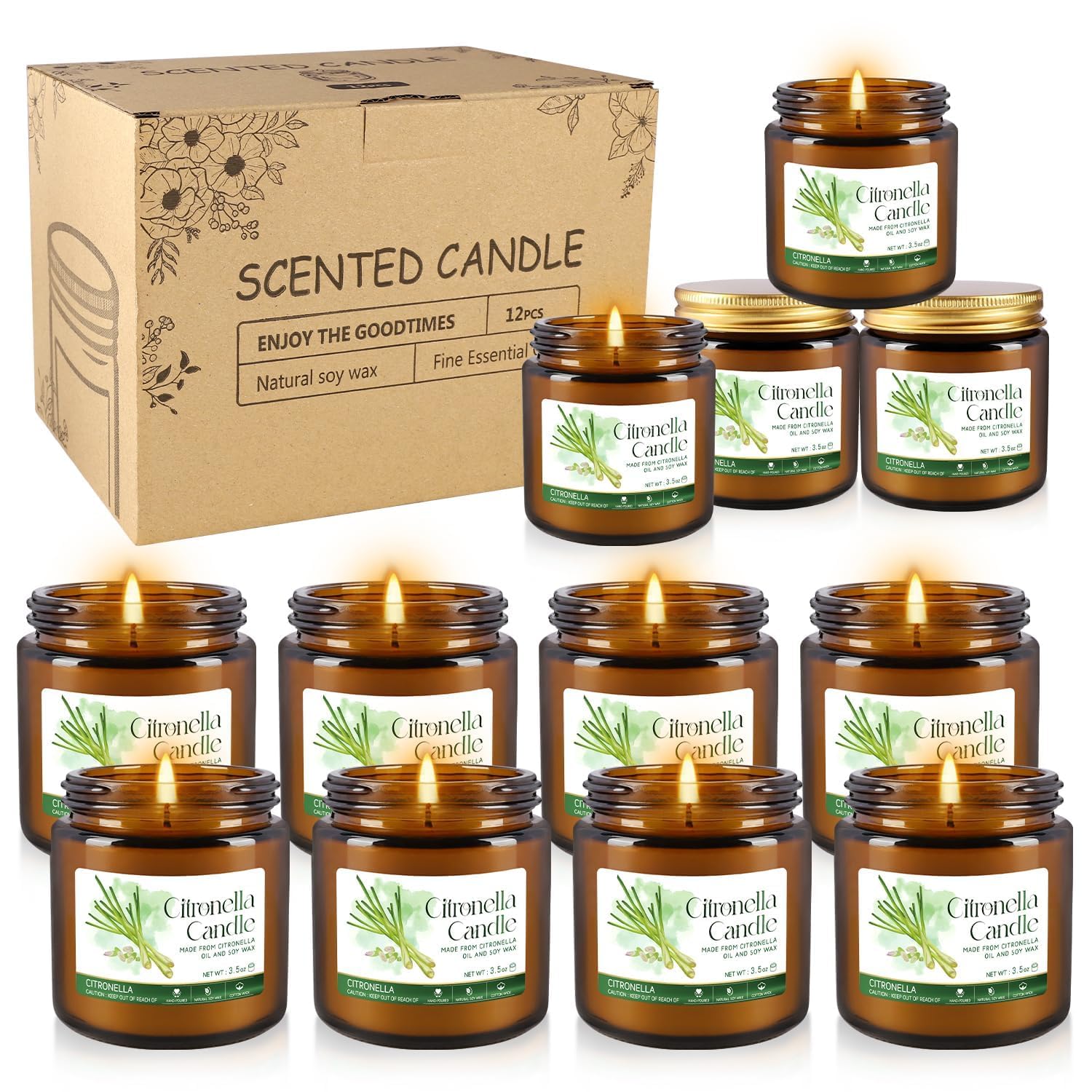 12 Pack of Ramadan Aromatherapy Candles, Glass Canned Candles