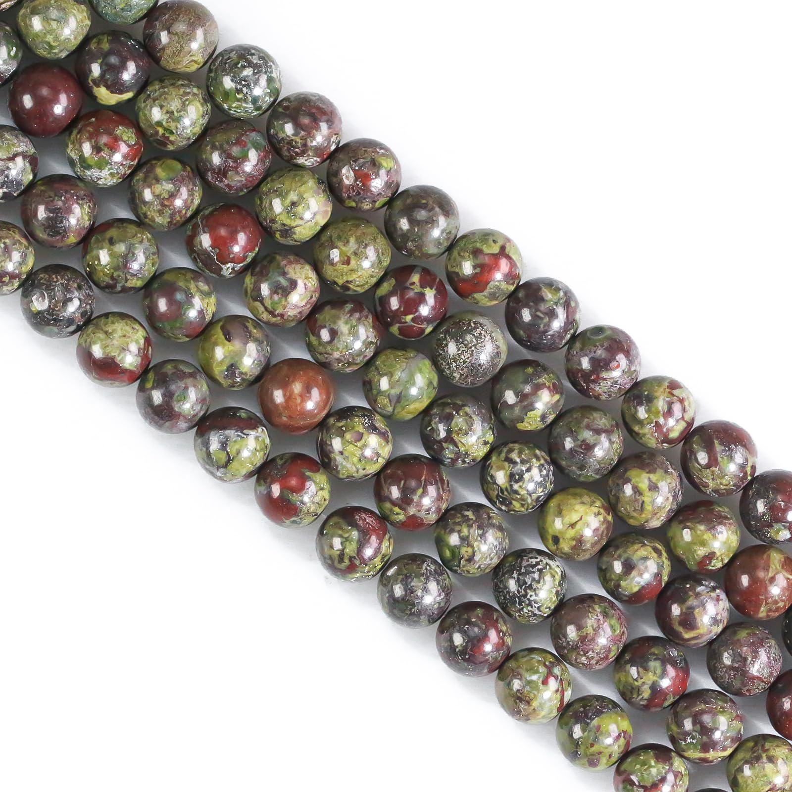 Natural Stone Beads, Gemstone Beads, 45 Pieces, 8 mm, Natural Stone, Unakite Gemstone Beads, Polished Round Gemstones for Threading, Gemstones, Stone Beads for Bracelets, Necklaces, DIY Jewellery,