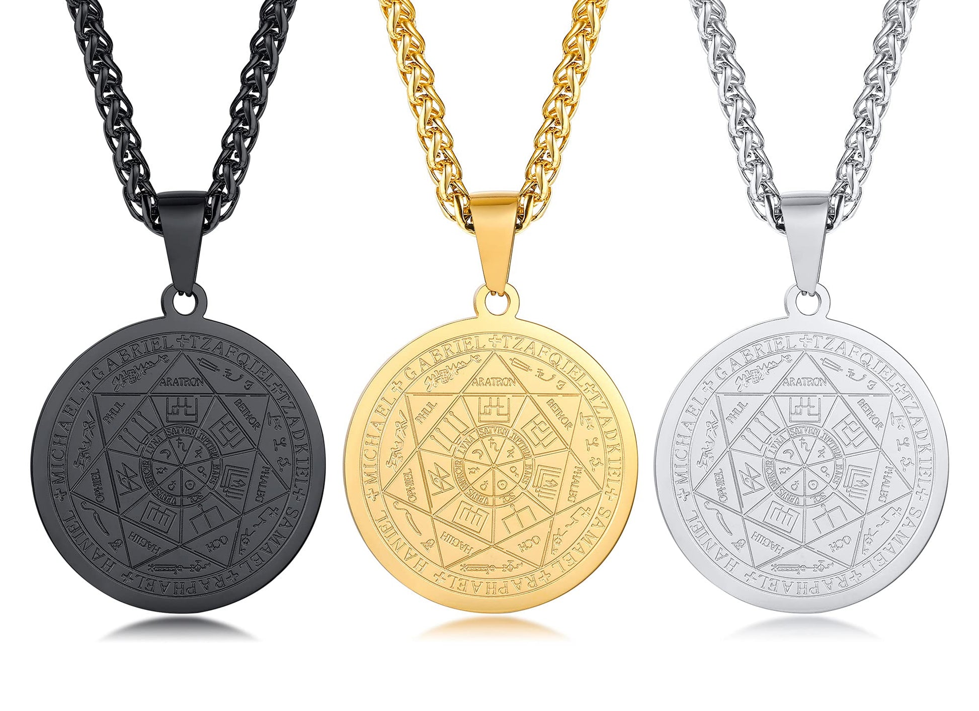 XUANPAI Siegel der Sieben Erzengel Ketten Choker Statement Halskette Talisman Anhänger Amulett Schmuck für Männer