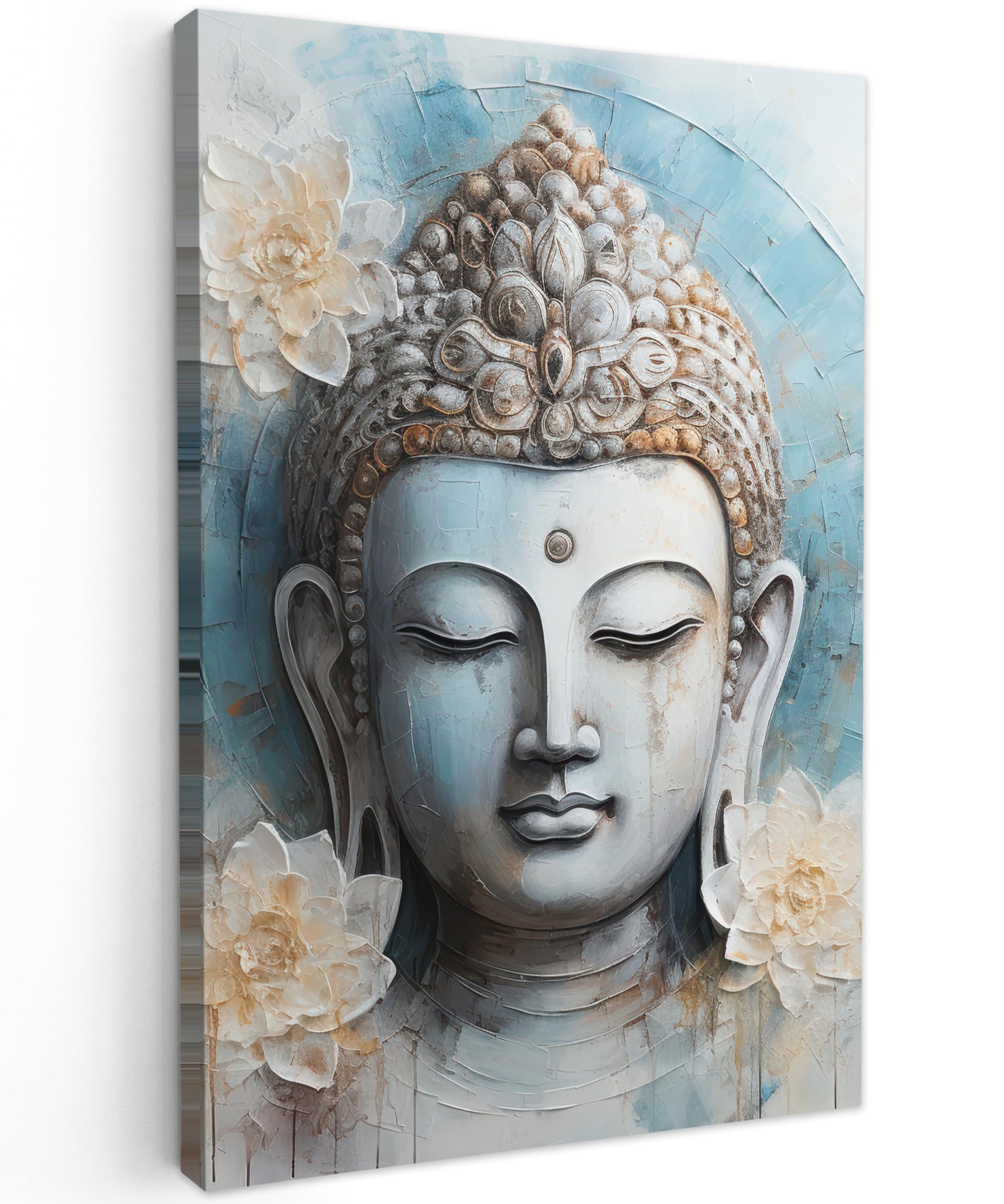MuchoWow© Wall Pictures Large 120 x 80 cm XXL Bedroom Home Decoration Home Picture Living Room Photo Canvas Wall Pictures Canvas Wall Decor Buddha - Zen - Gold - Luxury - Spiritual