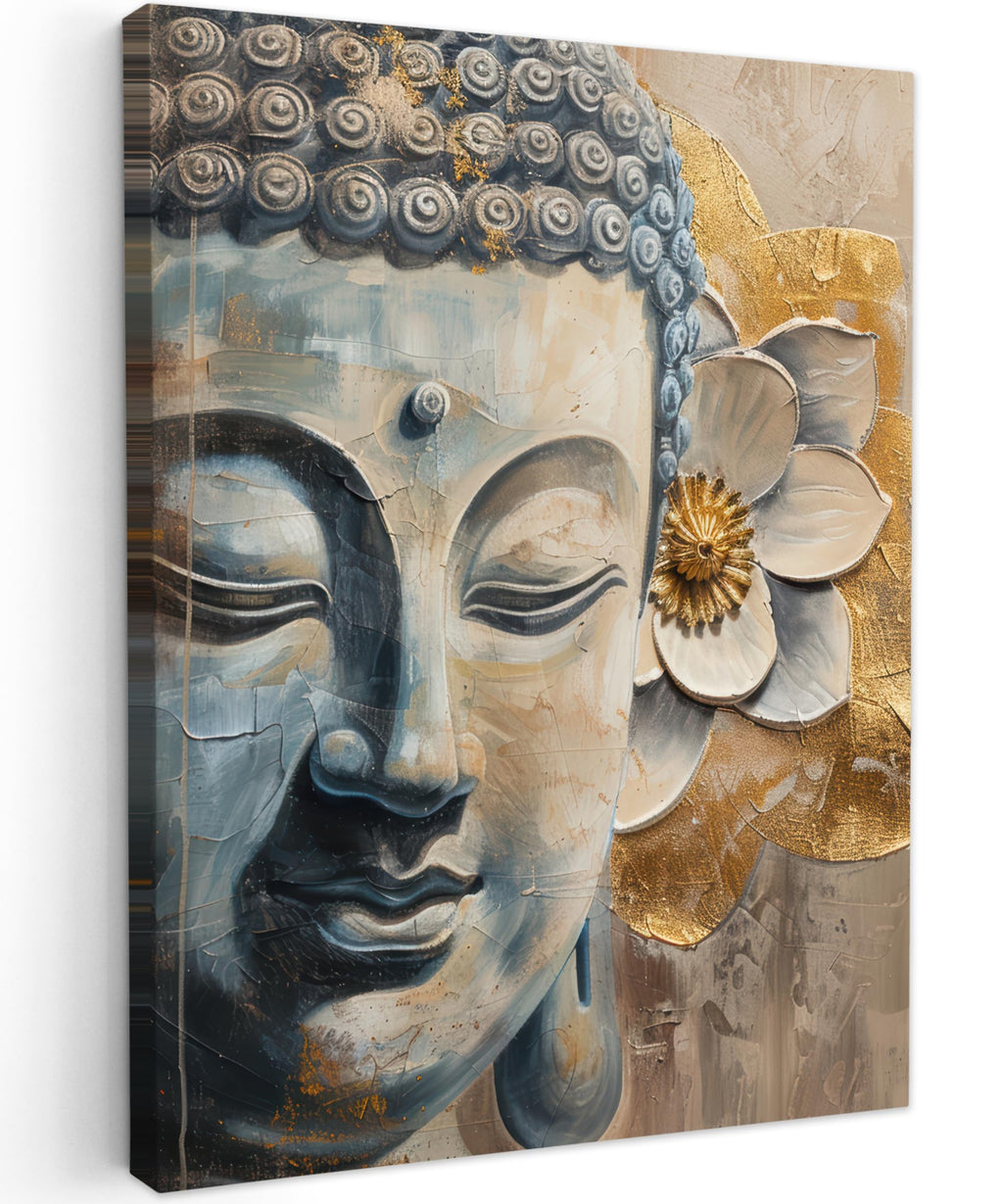 MuchoWow© Wall Pictures Large 120 x 80 cm XXL Bedroom Home Decoration Home Picture Living Room Photo Canvas Wall Pictures Canvas Wall Decor Buddha - Zen - Gold - Luxury - Spiritual