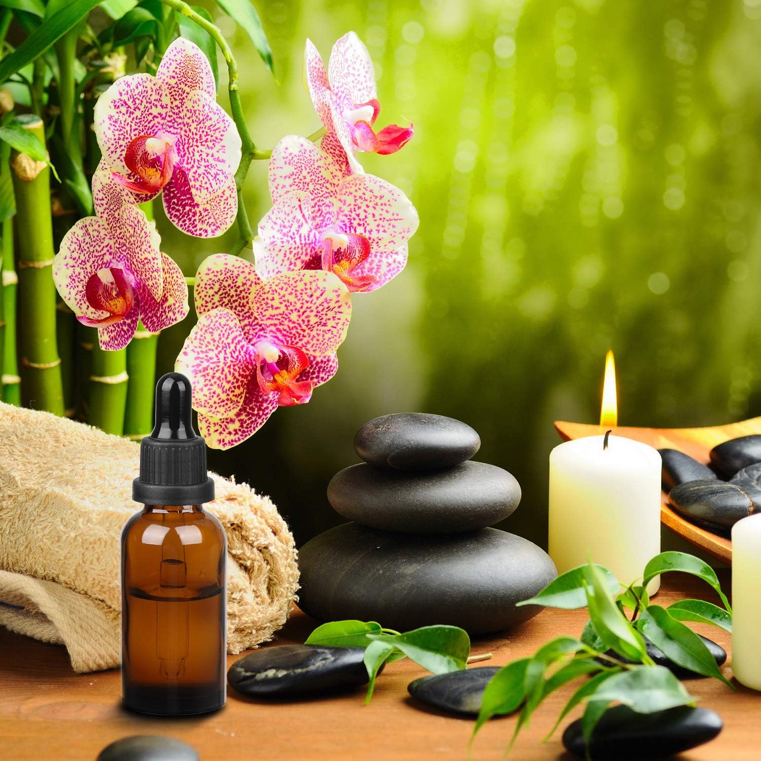 Hyber&Cara 50 ml Brown Glass Pipette Bottles Apothecary Bottles with Dropper Pipette for Essential Oils, Perfume Oils, Liquid Dyes Aromatherapy Blends, Pack of 4