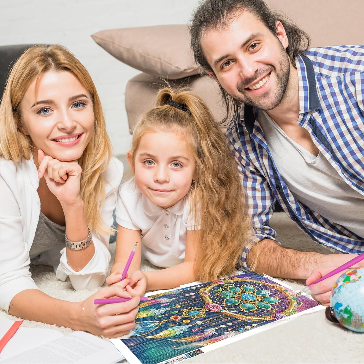 DPHERO DIY Traumfänger Diamant Painting Kits Bilder für Erwachsene Anfänger,5D Mandala Diamond Painting Set,DIY Runde Steine Feder Diamant Kunst Kits, Diamant Art für Zuhause Dekor 40x70 cm