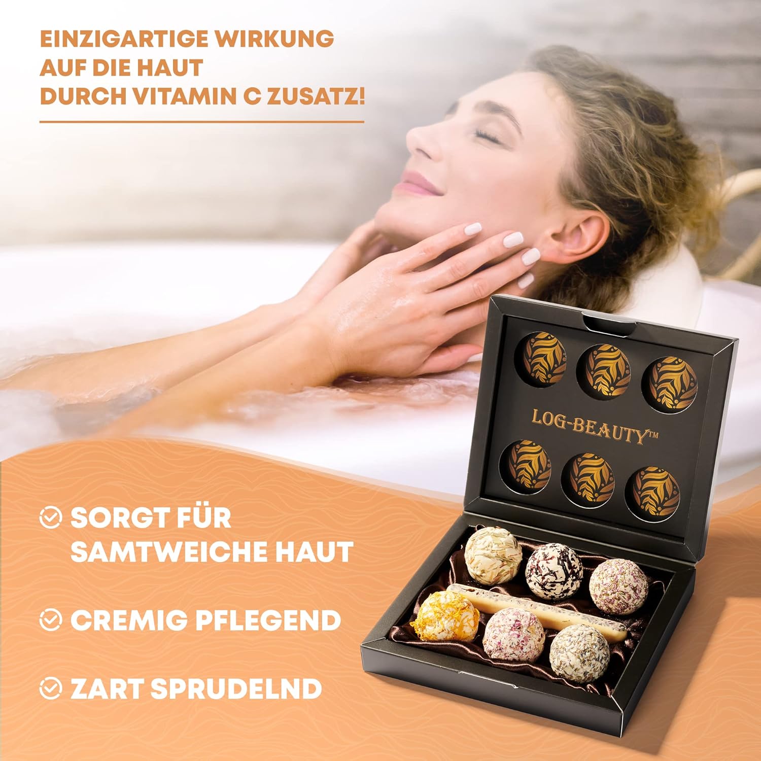 7 BIO Badebomben - Badekugeln Geschenkset mit Vitamin C - MADE IN GERMANY - Vegan - Wellness-Badezusatz-Set - Geschenke für Männer und Frauen - Muttertagsgeschenk