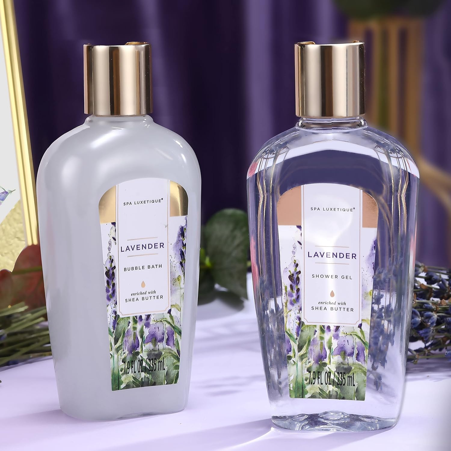 SPA LUXETIQUE Damen Bade Geschenkset - 10tlg. Lavender Duft Geburtstaggeschenk Wellness set für Frauen Handcreme, Duschgel, Schaumbad, Bodylotion, Badesalz, Badeschwamm, Muttertagsgeschenk