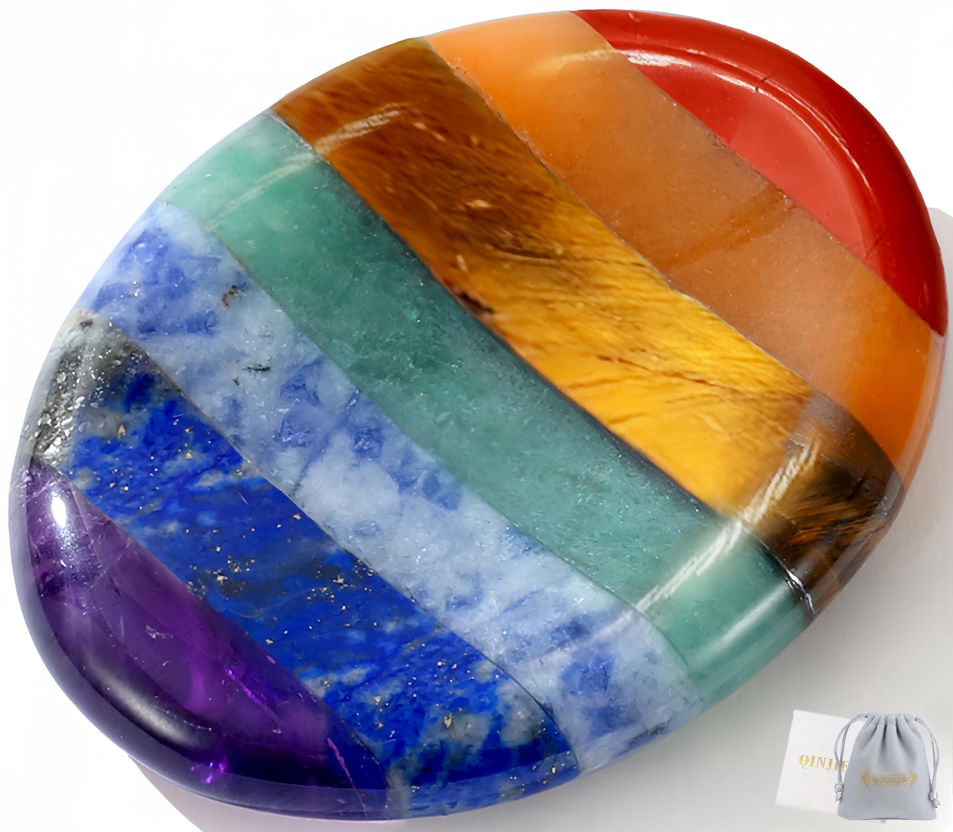 QINJIEJIE Green Aventurine Crystals Worry Stone Worry Stone Thumb Precious Stones Oval Crystal Healing Stone Palm Stones Stress Relief Reiki Healing Meditation