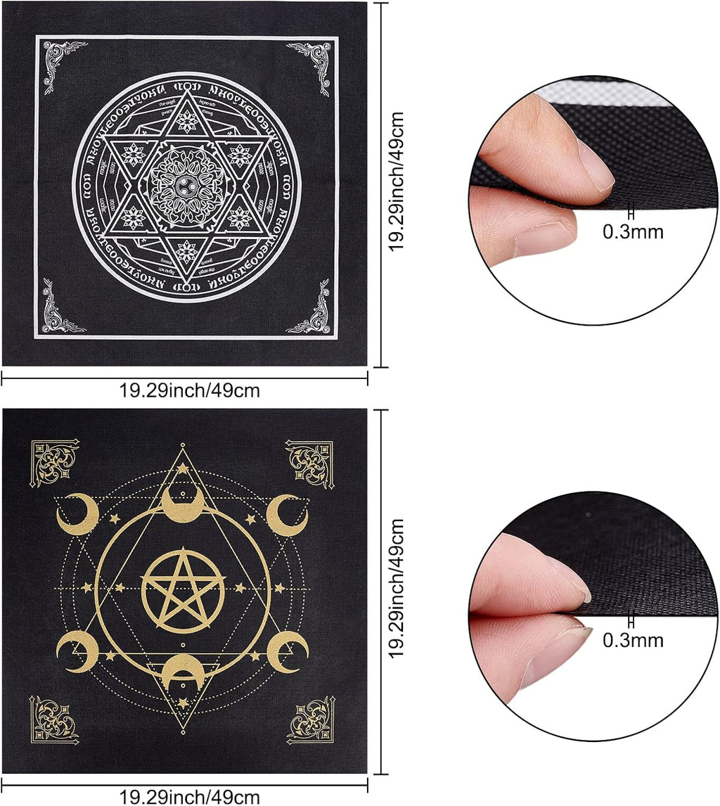 CREATCABIN Altartuch Mond Sonne Stern Pentagramm Himmlisches Tarot-Deck Spiritueller Wandteppich Tischdecke Macht Heiliges Tuch Astrologie Für Wahrsagen Premium-Hexereizubehör Pagan 19.29x19.29 cm