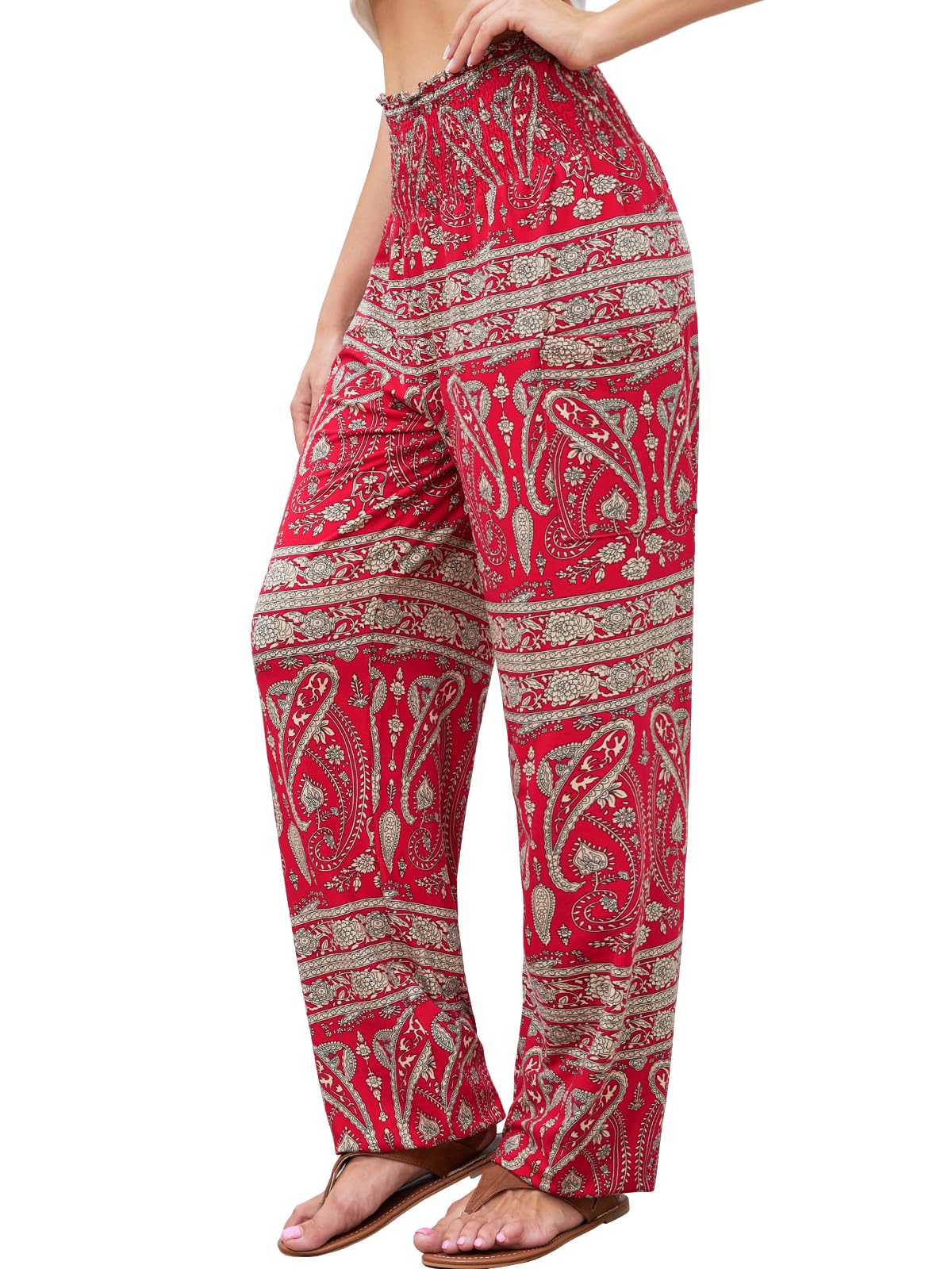 QIANXIZHAN Women's Harem Pants, High Waist Yoga Boho Trousers with Pockets
