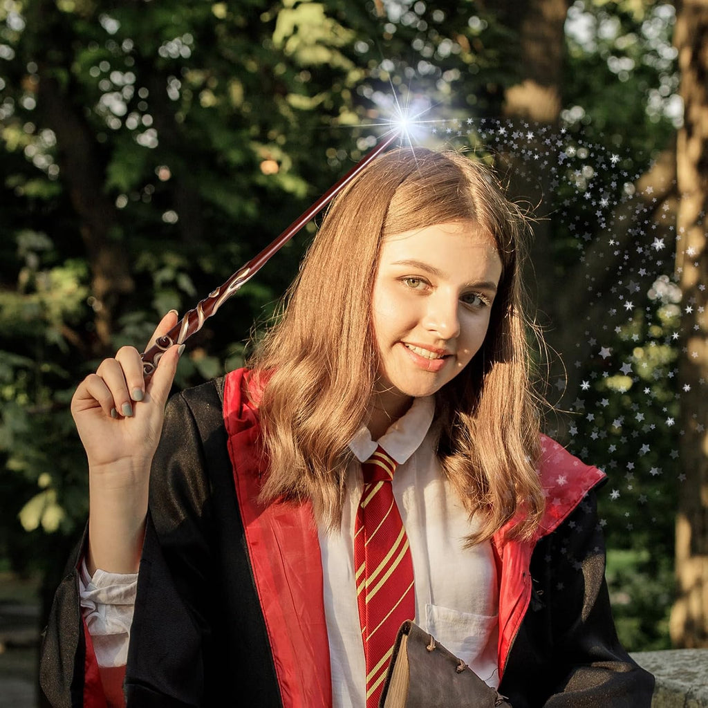 ChampWe Light Up Magic Wizard Wand Rechargeable Illuminating Toy for Kids Witch Collection Cosplay Accessories with Spellbook and Gift Box (Ivy)