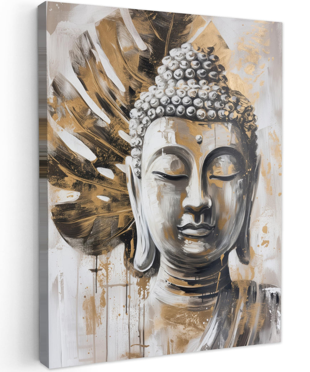 MuchoWow© Wall Pictures Large 120 x 80 cm XXL Bedroom Home Decoration Home Picture Living Room Photo Canvas Wall Pictures Canvas Wall Decor Buddha - Zen - Gold - Luxury - Spiritual