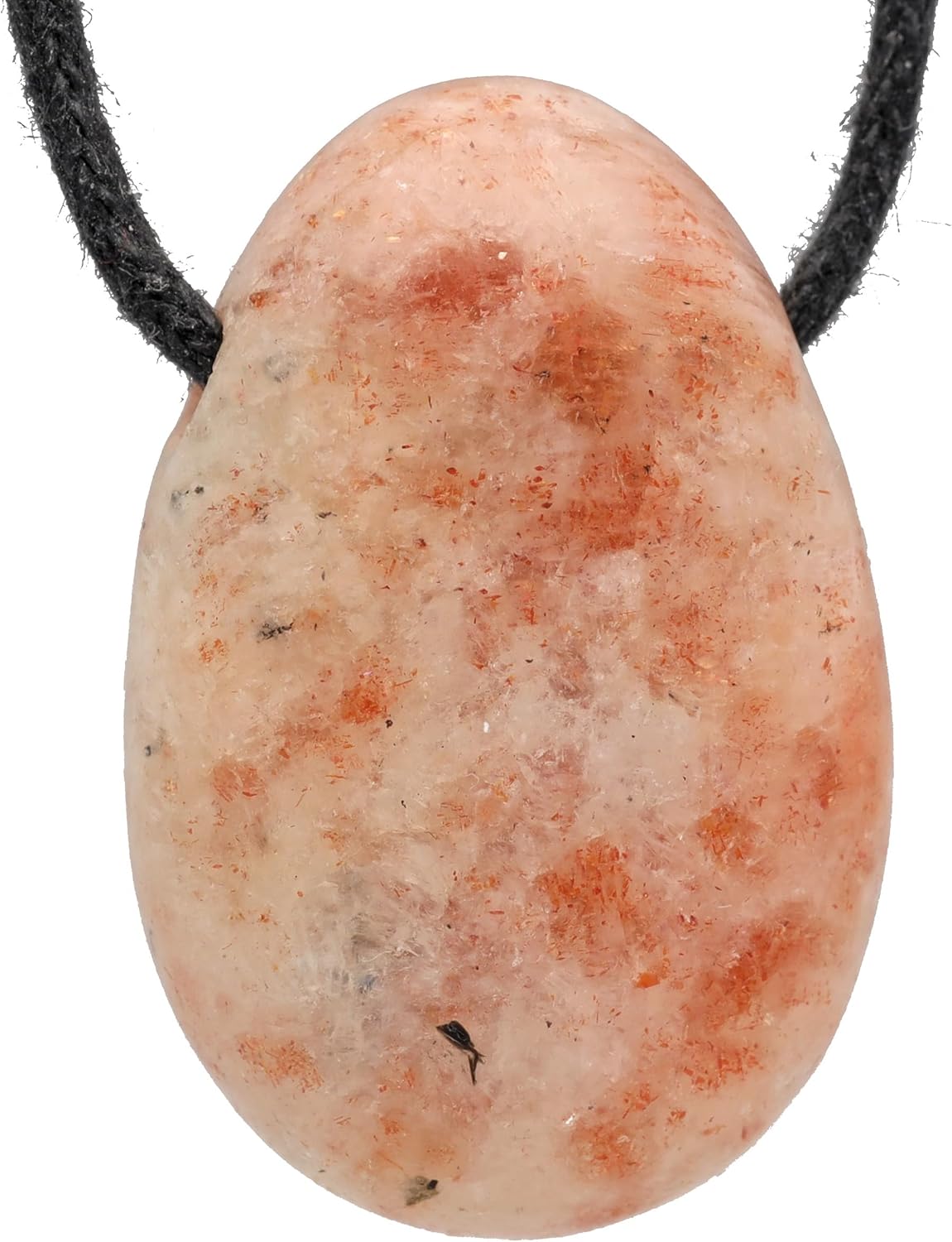 Lebensquelle Plus Sunstone Drop Pendant | Drilled Tumbled Stone Pendant with Cotton Cord | High-Quality Gemstone Pendant, Half gemstone, Sunstone