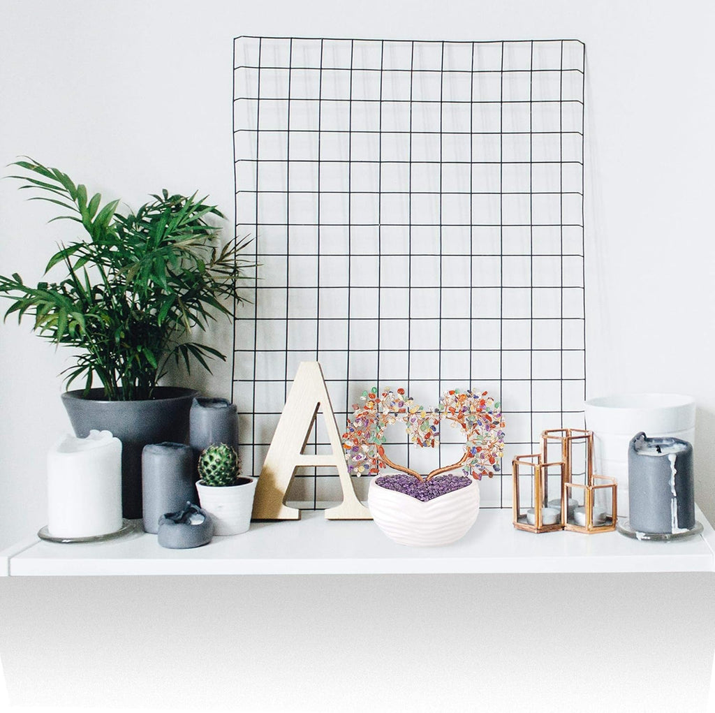 Jovivi 7 Chakra-Heilkristalle, Herz, Baum, Heilstein, Bonsai, für Hochzeitszeremonie, Reiki, Balancing Energie, Meditation, Feng Shui, Reichtum und Glück, Heim, Büro, Dekoration, 20 cm - 21 cm