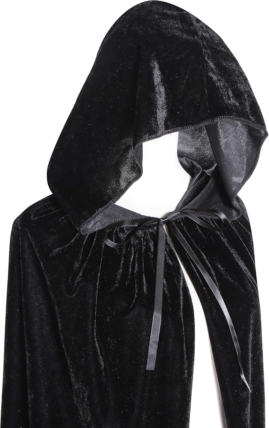 BIGXIAN Long Hooded Cloak Velvet Cape Witch Costume Halloween Costumes for Women Men