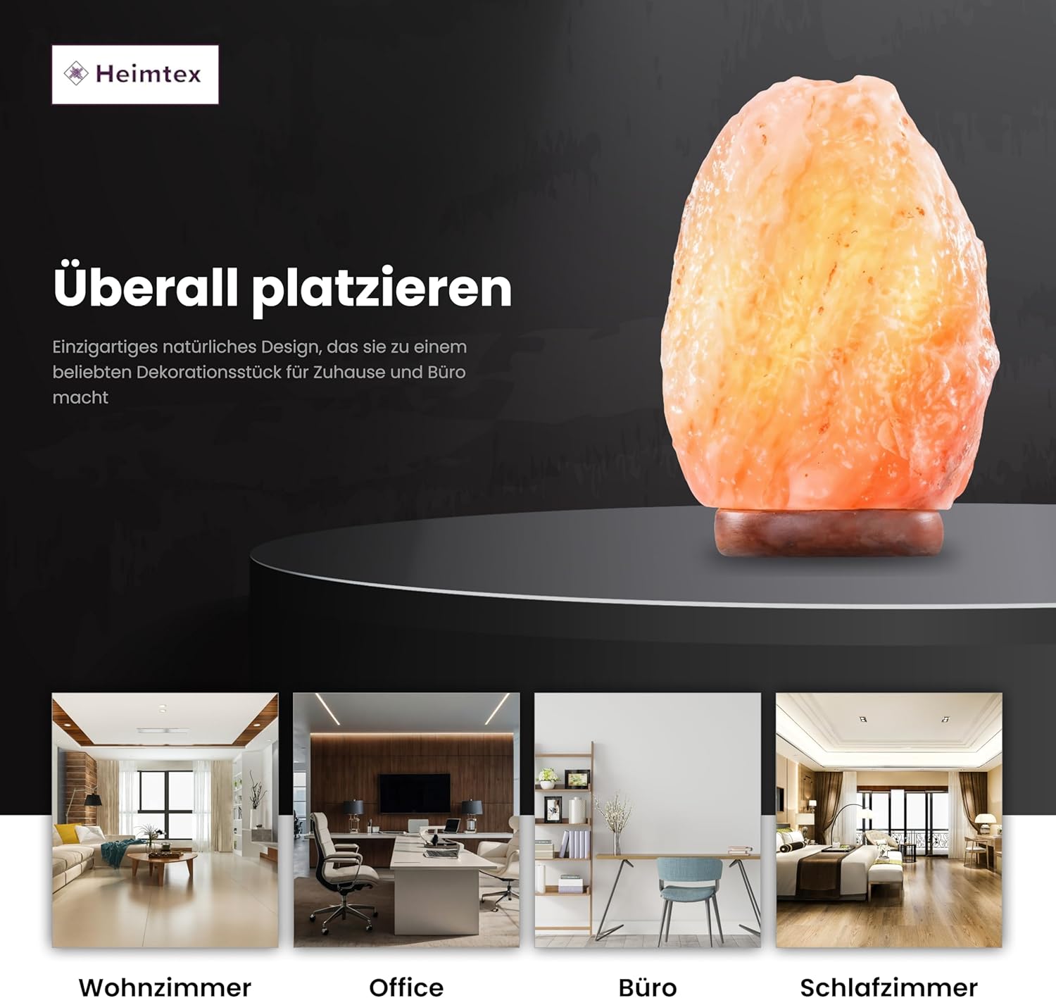 Heimtex Himalaya Salt Lamp - Natural Shape Salt Crystal Lamp from the Salt Range - 4-7 kg Salt Lamp with Cable and Replaceable Light Bulb Made of Pure Salt Stone