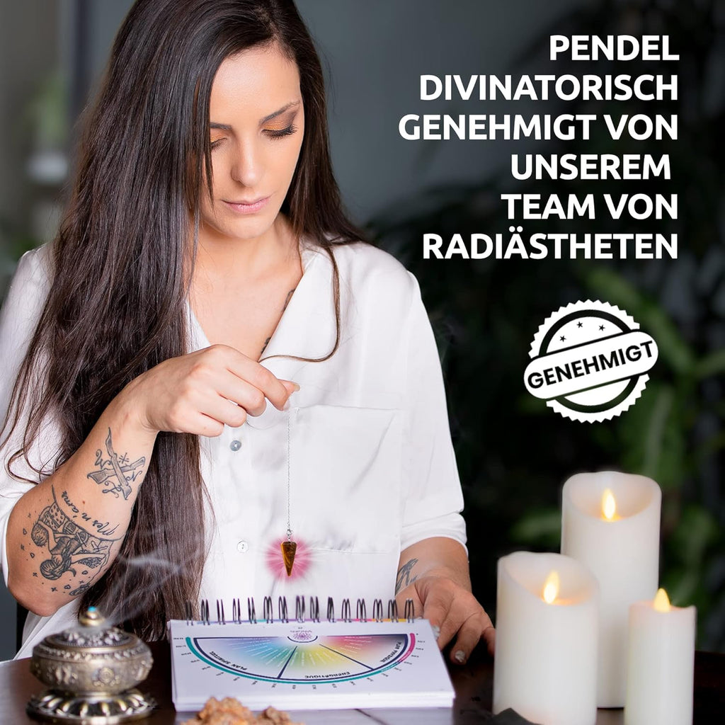 Vibratis Radiesthesia Stone Tiger's Eye Cone Pendulum - Medium