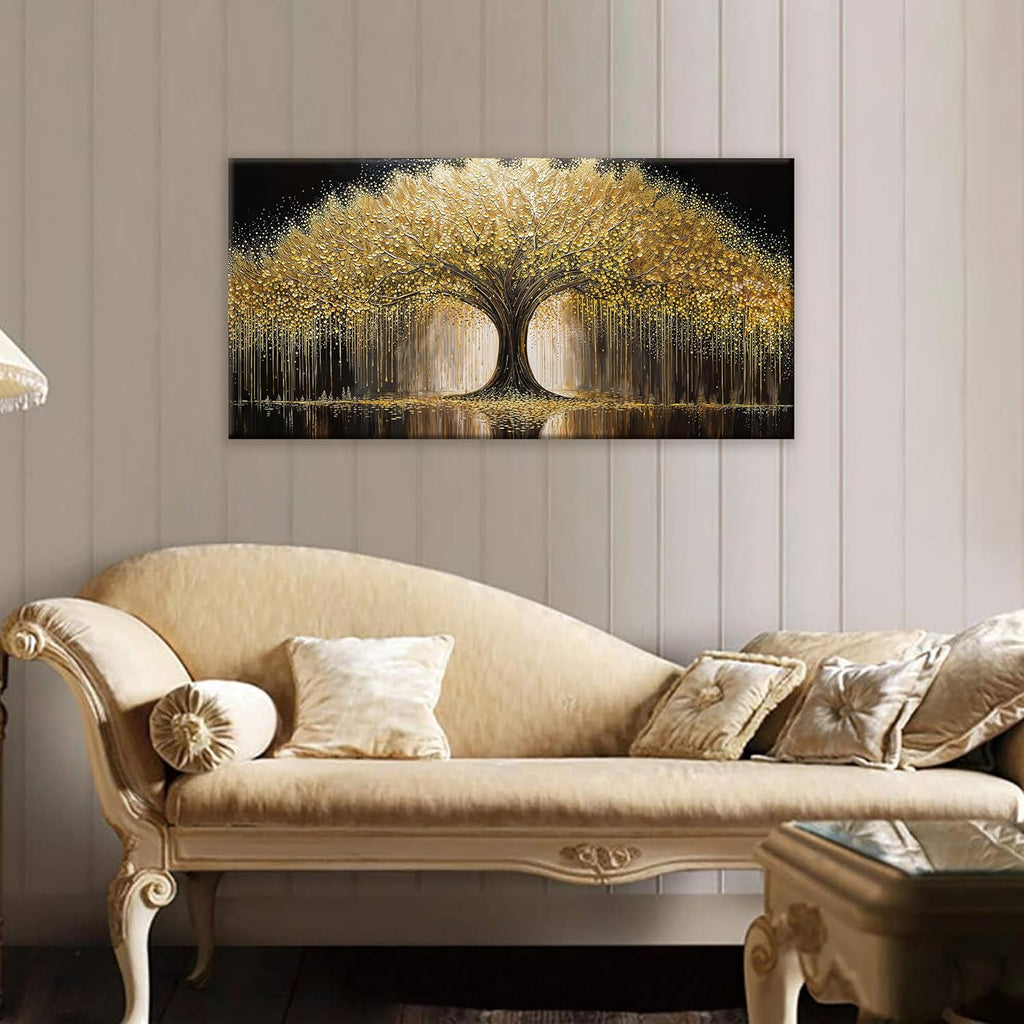 Golden Tree Of Life Wall Art Decor Modern Art Wall Decor Ready To Hang Artwork Canvas Wall Art For Bedroom Living Room Bathroom Office Kitchen Canvas Prints 20x40 Inch