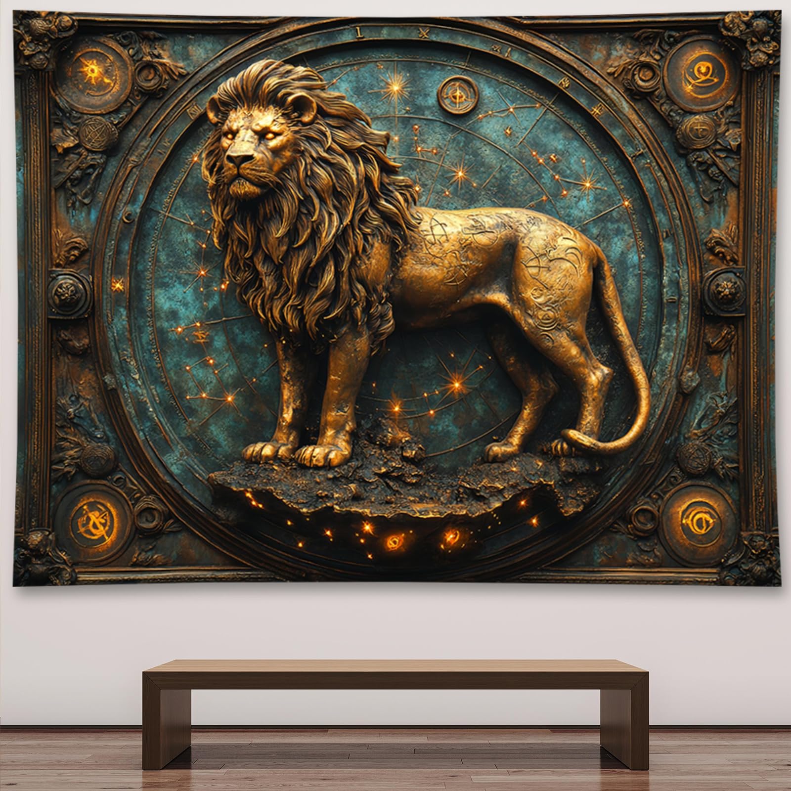 Liuzhouzai Vintage Zodiac Gemini Tapestry Wall Hanging Astrology Home Decoration Aesthetics Suitable for Bedroom Living Room Dormitory Office Wall Decor 80x60 Inches