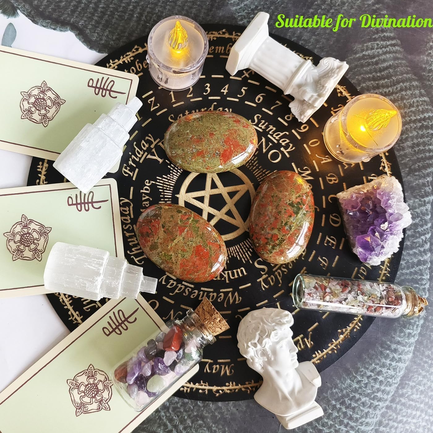 QINJIEJIE Groß Unakite 2.4" Ovale Kristall Natürliche Kristalle Edelsteine Sorgensteine Handschmeichler Stein Polierte Steine Reiki Steine für Angst zu Lindern Spirituelle Geschenke 1PC