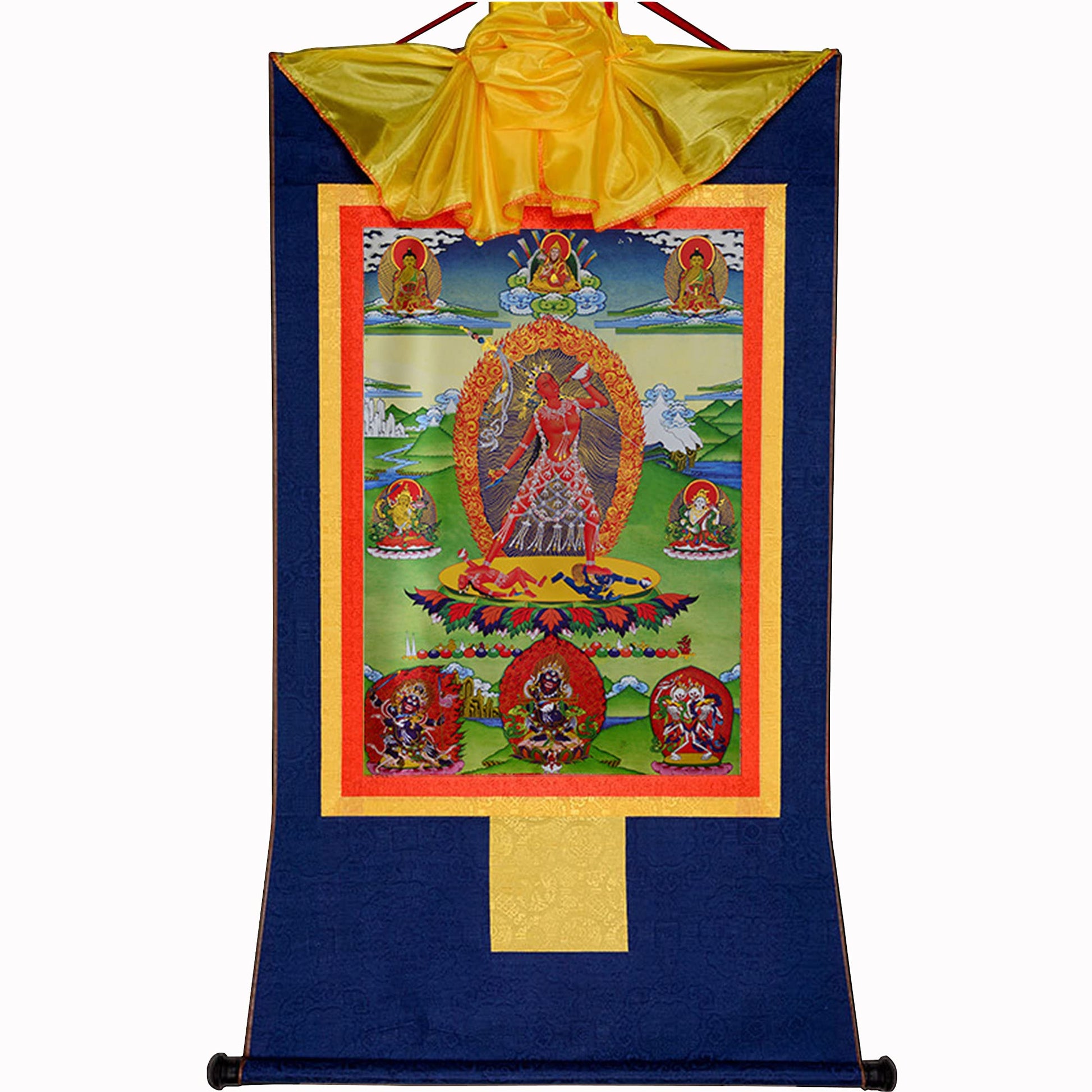 Gandhanra Thangka Tibetische Wandbehang,Naro Khechara Vajrayogini Thangka,Heißgeprägter Buddha Wandteppich für Zen Wohnkultur, Meditation, Spirituelle Entspannung und Ruhe