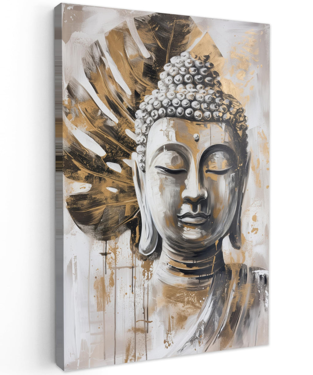 MuchoWow© Wall Pictures Large 120 x 80 cm XXL Bedroom Home Decoration Home Picture Living Room Photo Canvas Wall Pictures Canvas Wall Decor Buddha - Zen - Gold - Luxury - Spiritual