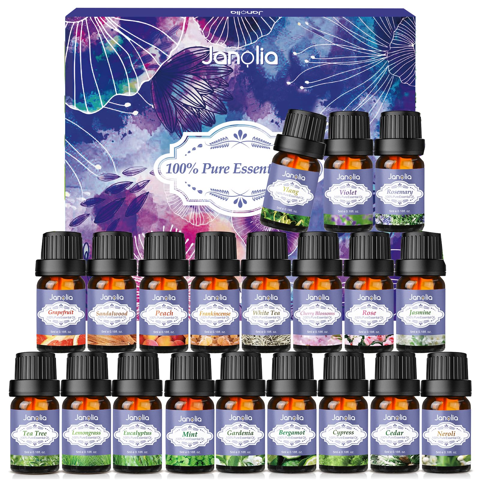 Janolia ätherisches Öle Set, Upgrade-Paket,Reines Natürliche Duftöle Set für Diffuser Entspannung Schlaf verbessern