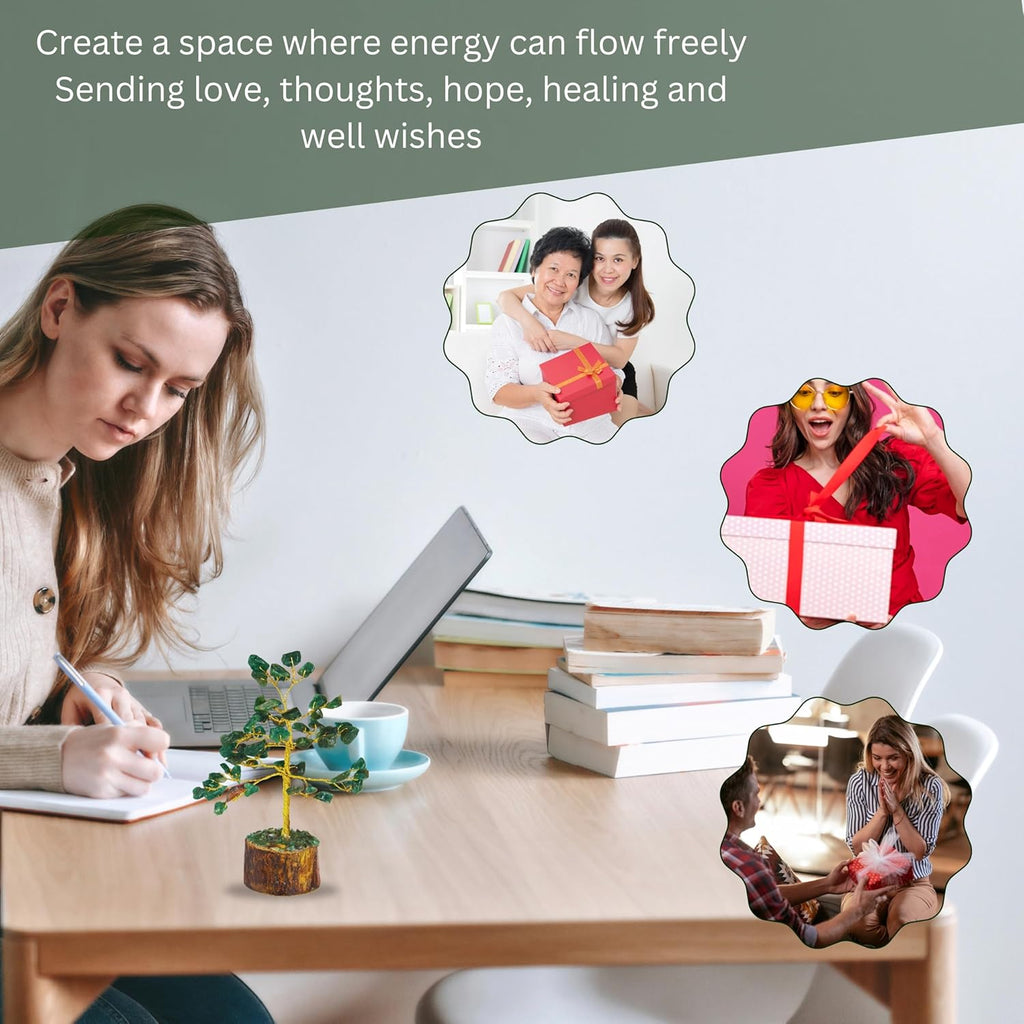 Wonder Care GrünerJadekristallbaum als Heimdekoration Kristalle und Heilsteine Weltraumkristall-Dekorationsbaum Kristallgeschenke Edelsteinbaum Weihnachtsbaum Erntedankgeschenk für Freunde und Familie