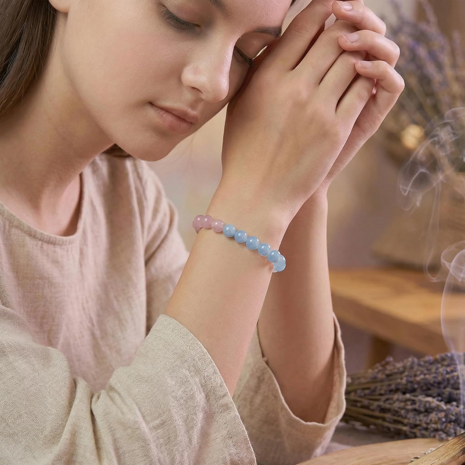 Bivei Armband Stärkendes Kristall Heilungsarmband 8MM - Dehnbares Elastischer Perlenarmband für Damen & Herren als Geschen