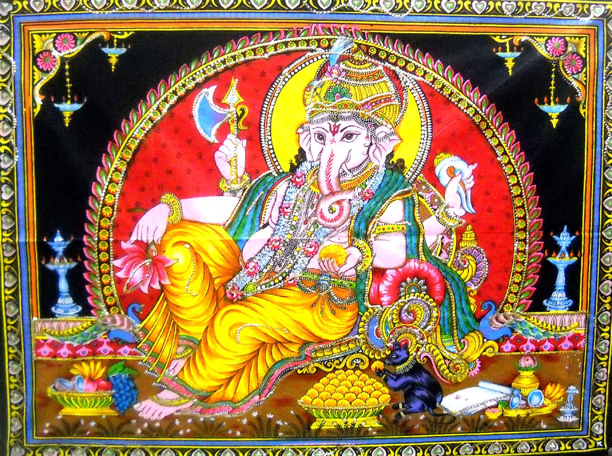 Ram Darbar religious batik Cotton Wall Hanging Painting : Size 43"x30" Inches