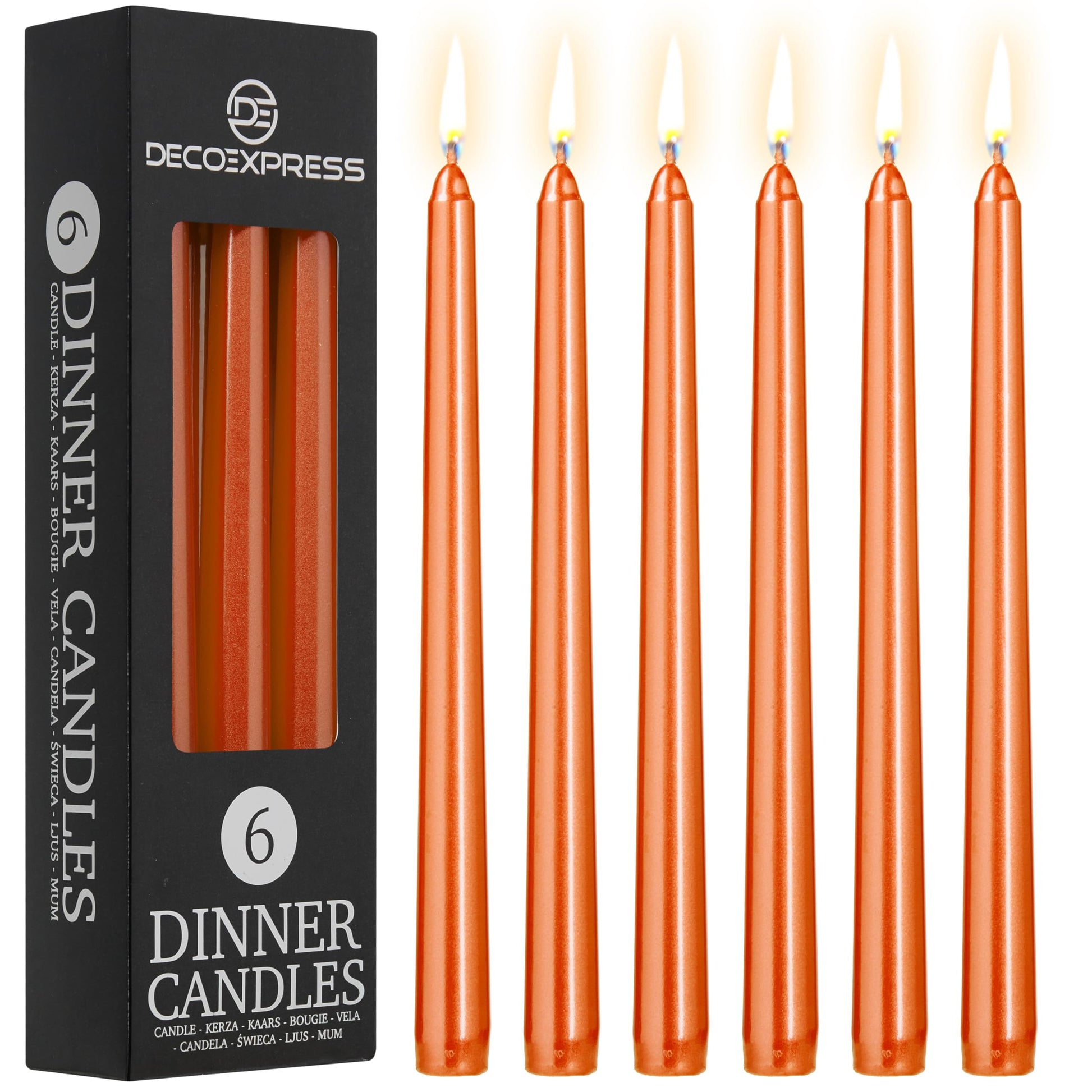 DECO EXPRESS Taper Candles Set of 6, 10, 15 or 50, Long Burning Time up to 8 Hours, Odourless (Purple, Set of 15)