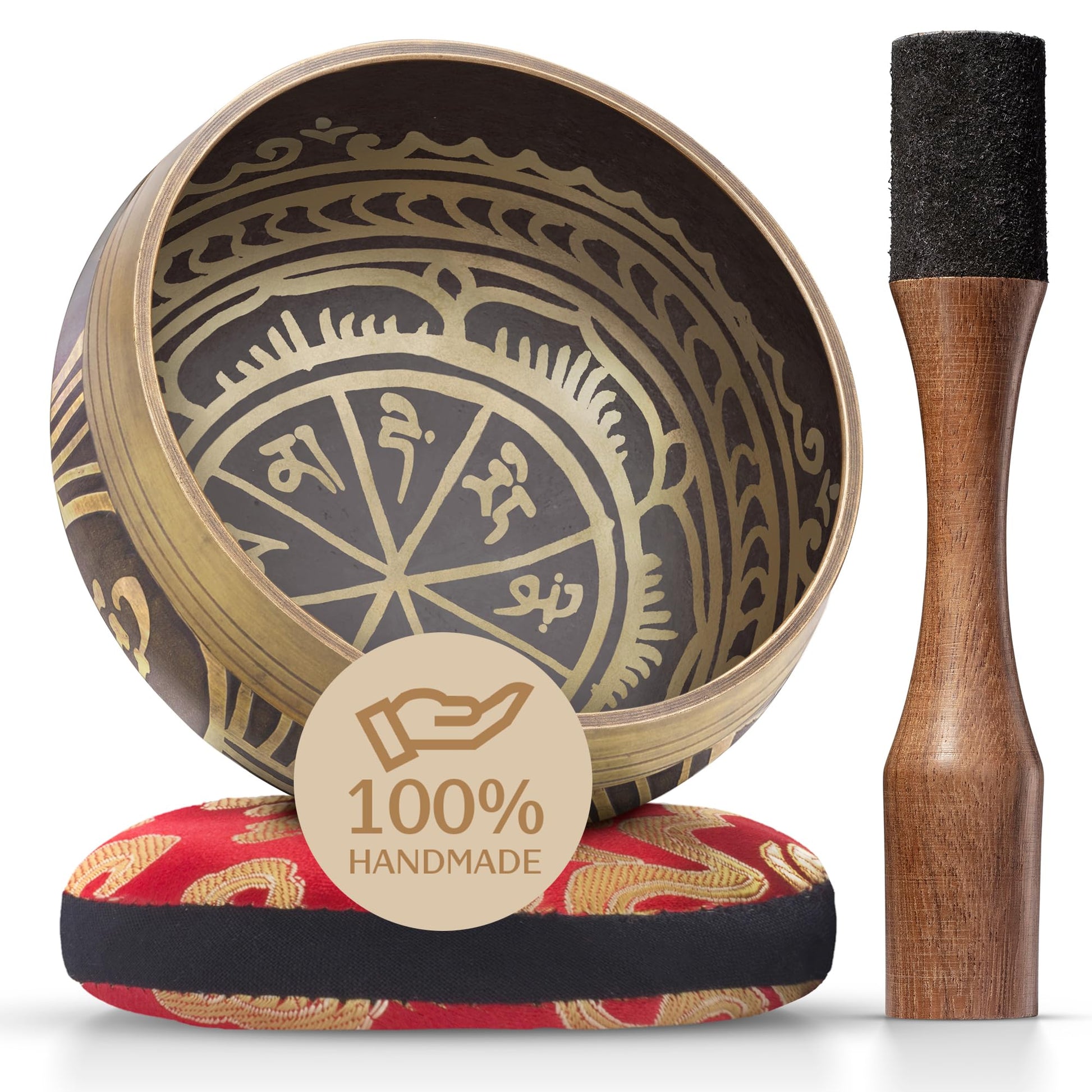 Authentic Tibetan Singing Bowl Set – Sound Bowl & Meditation Bowl with Cushion, Mallet & Guide – Yoga Meditation Kit – Stress Relief Tools – Ancient Himalayan Meditation Tools