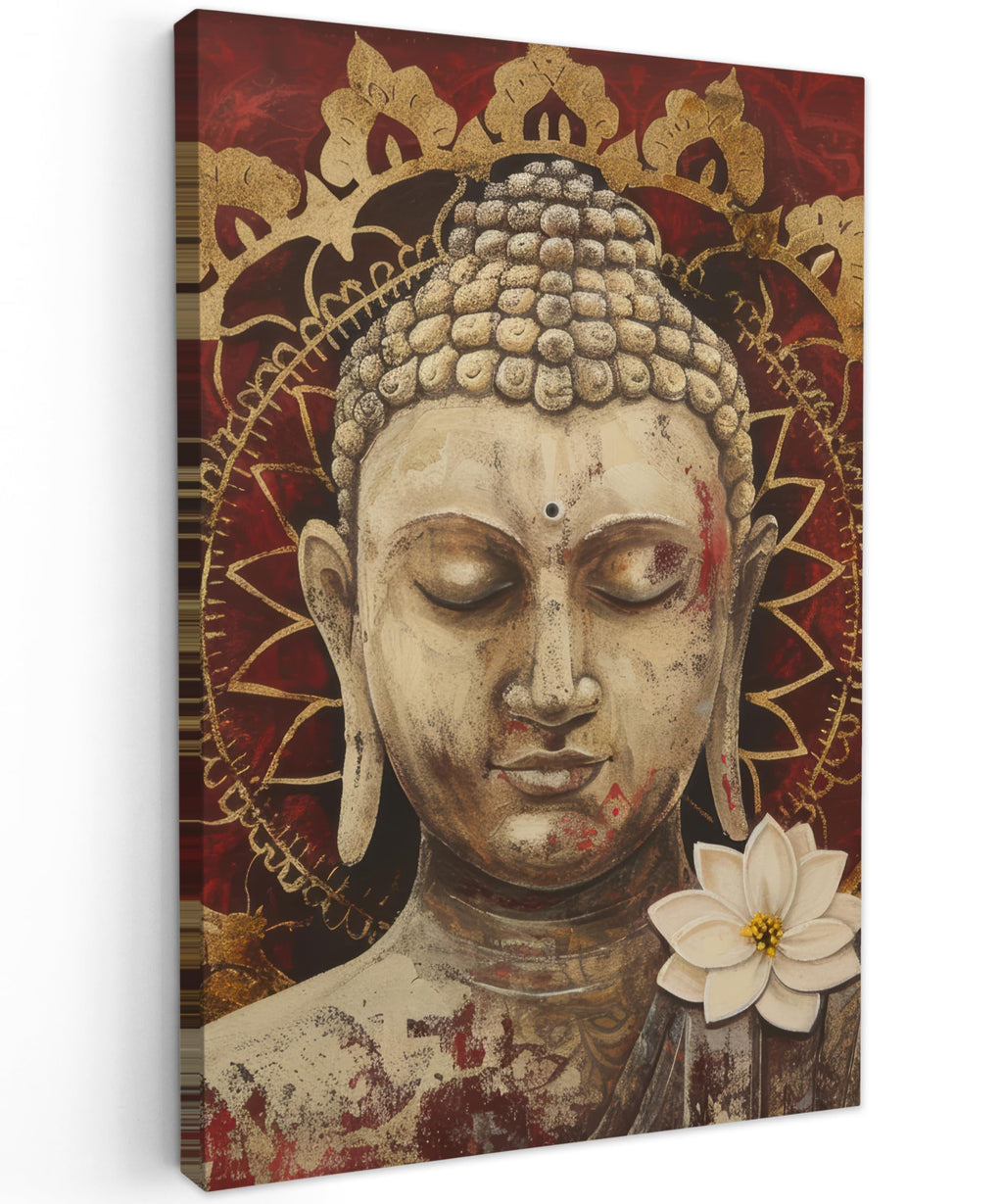 MuchoWow© Wall Pictures Large 120 x 80 cm XXL Bedroom Home Decoration Home Picture Living Room Photo Canvas Wall Pictures Canvas Wall Decor Buddha - Zen - Gold - Luxury - Spiritual