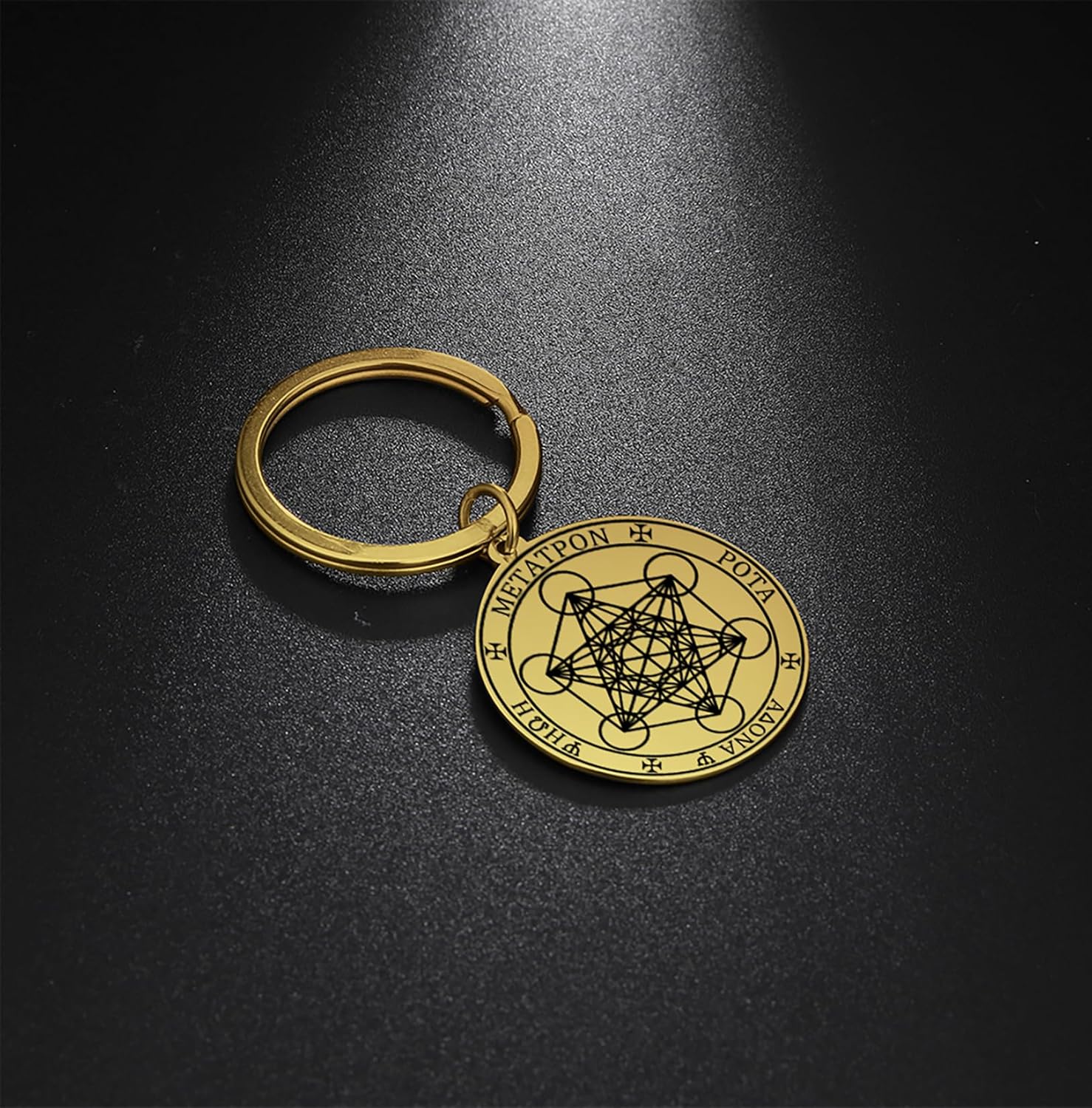 EUEAVAN Metatron Cube Necklace for Men Sacred Geometry Pendant Stamp of the Archangel Angel St Michael Declaration Keychain Spiritual Protection Talisman Religious Jewelry