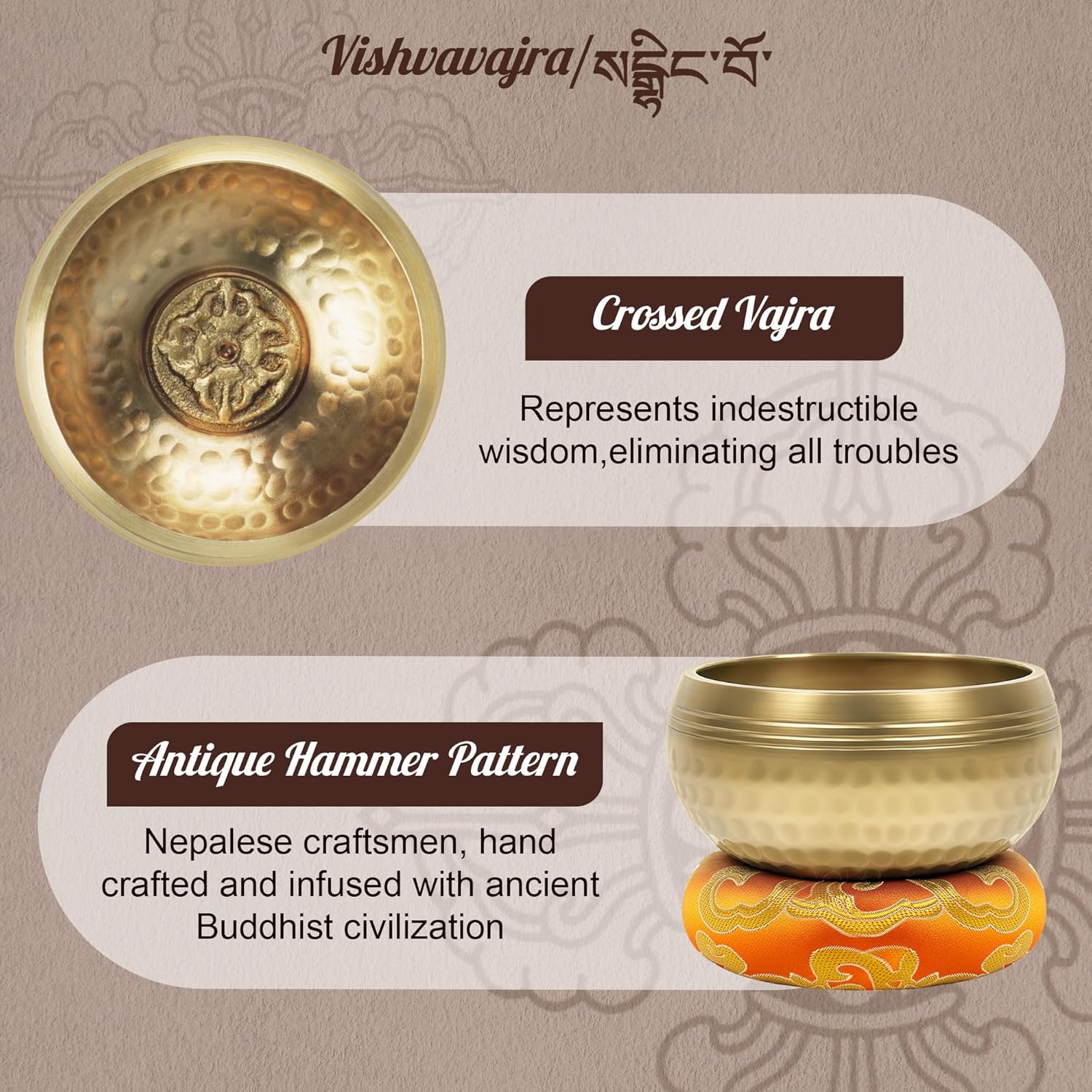 Traditionelle Klangschale 8cm mit 7 Chakra Kristallen, Handgefertigt in Nepal für Meditation und Yoga - Geschenkidee für Frauen und Männer