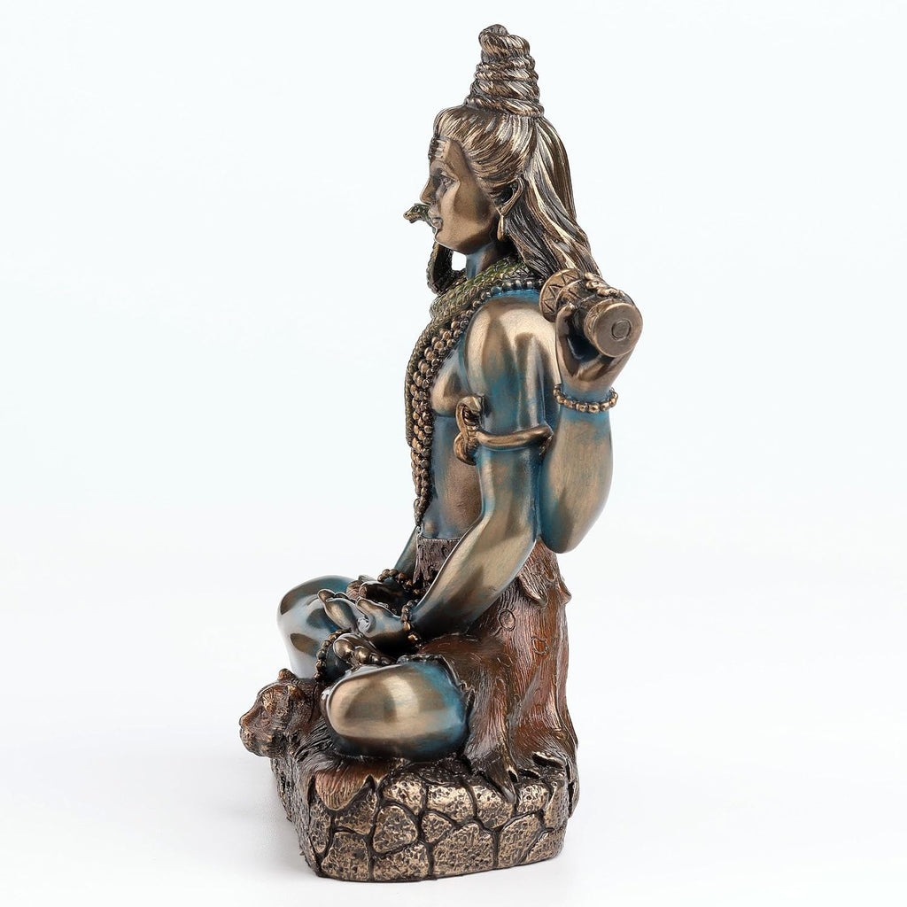 Veronese Design Lord Shiva Statue 6.25 Inch - Hindu God Meditation Figurine in Lotus Pose - Cold Cast Bronze Finish Resin Sculpture - Spiritual Home Decor & Religious Gift for Collectors