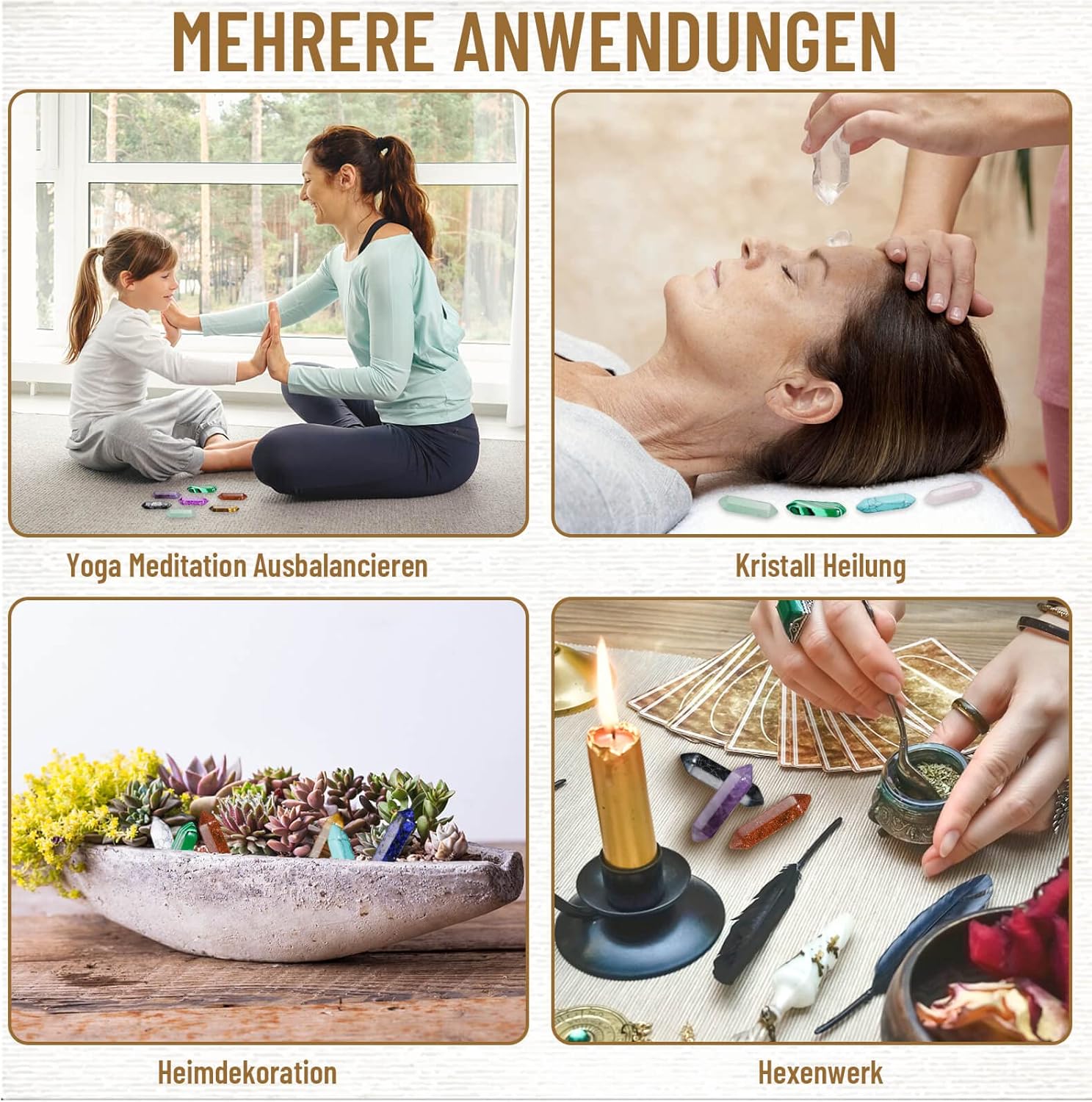 17Stück Heilende Kristalle Steine Sets, Sechseckige Heilkristalle Reiki Meditation Edelsteine Chakra Steine Amethyst Tigerauge Obsidian Rosenquarz Anhänger Spirituelle Deko Esoterik Geschenke