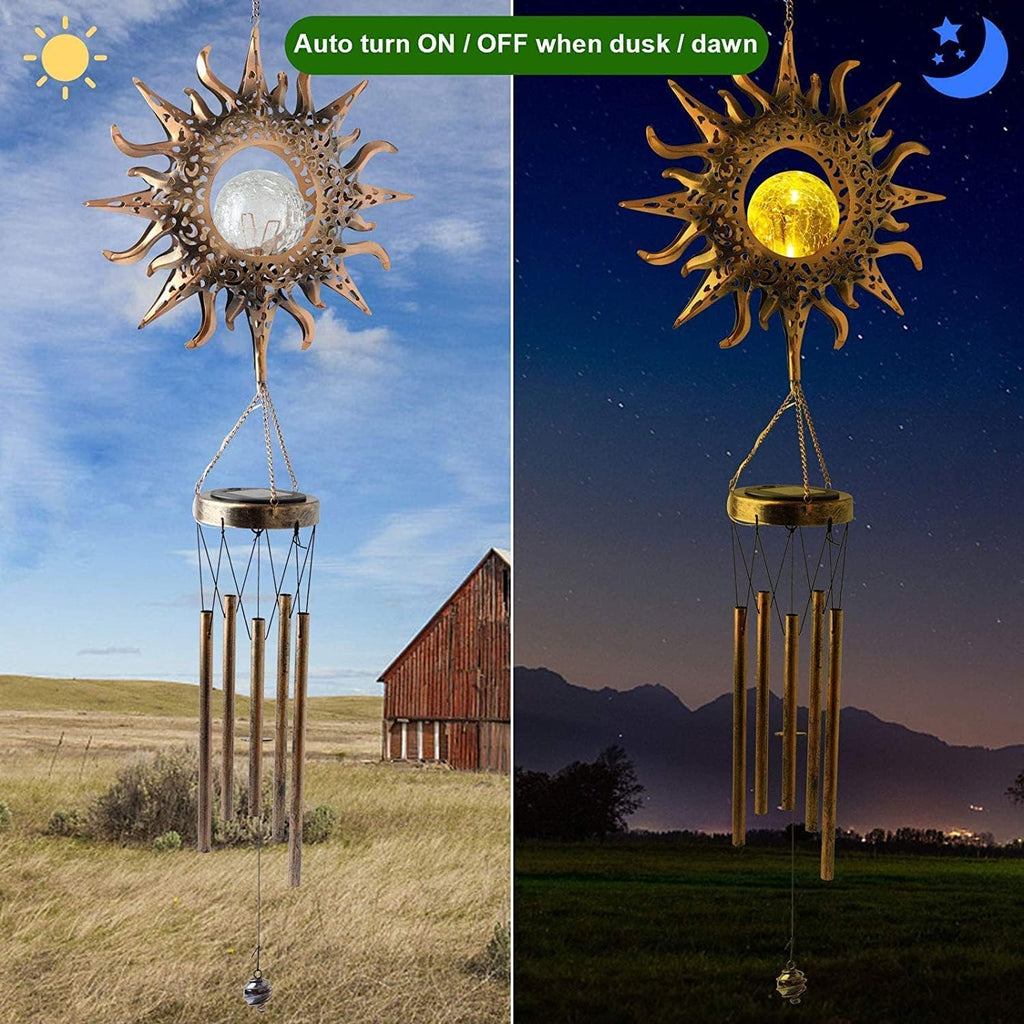 Hanging Solar Wind Chimes - Solarleuchten LED Nachtlichter im Freien Garten Wasserdicht Metall Windglocke Chime Light Lamp für Patio Deck Lawns Yard Terrasse Hof